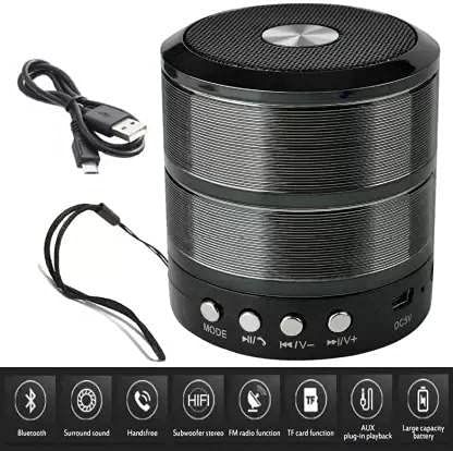 Multi-Function Portable Bluetooth Speaker with FM Radio, AUX, USB, TF Card Slot, & High Bass Sound – Compact & Travel-Friendly