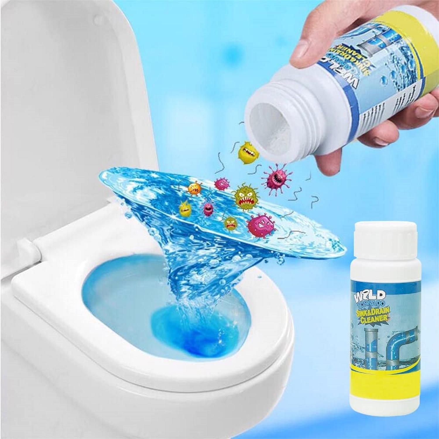 Sink & Drain Cleaner Powder  Powerful & Clog Remover Sink Cleaning Powder Automatic Toilet Blockage Cleaner, Removes Clogs, Blockage in Washbasin, Septic Tank, Sinks, Pipes