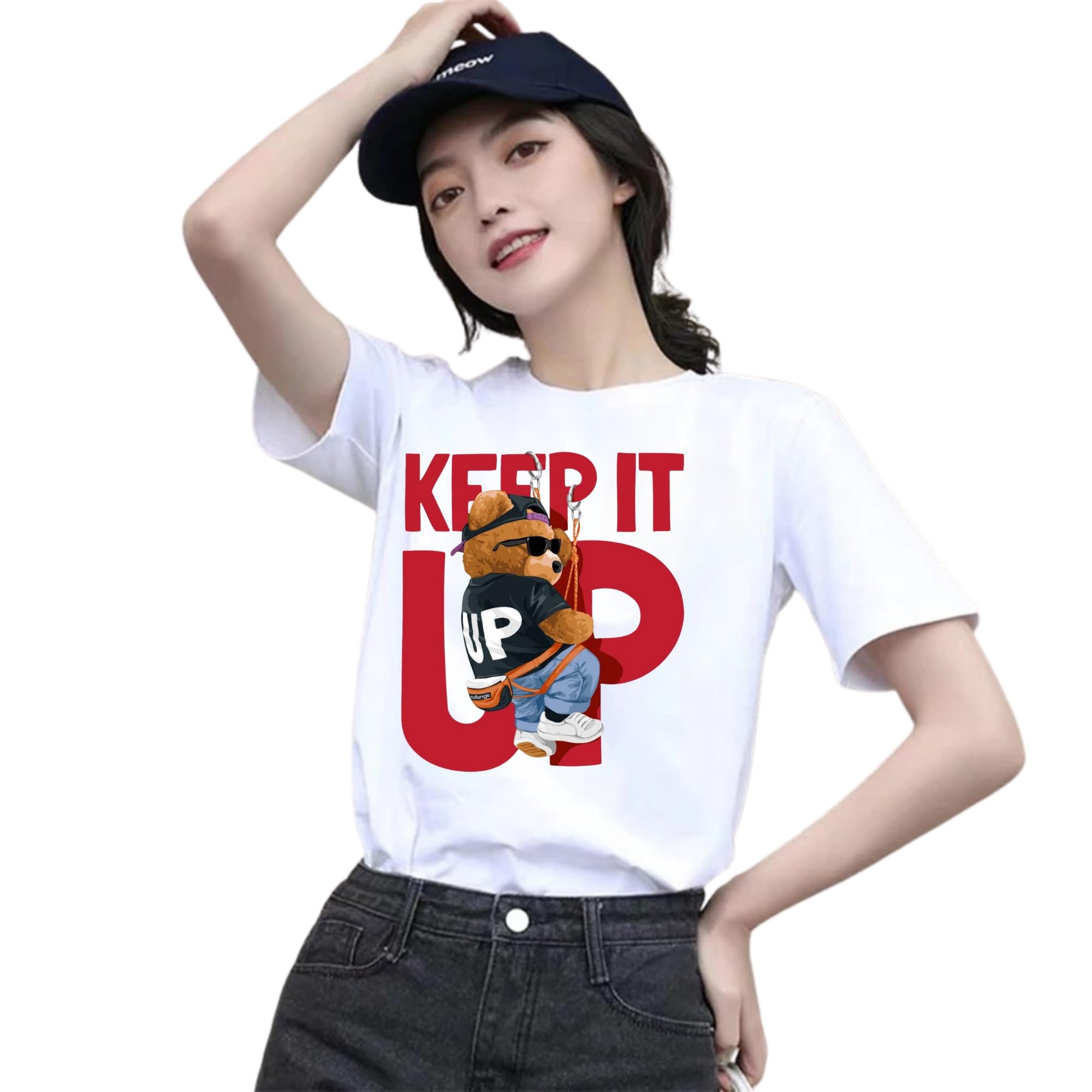 Womens Casual Cotton Round Neck Half Sho...