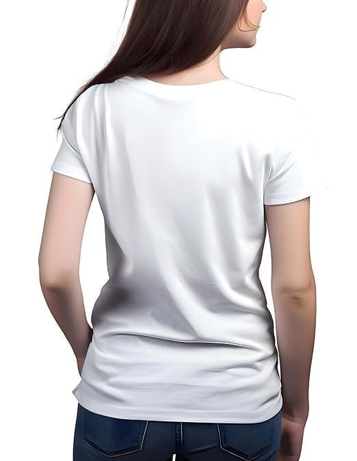 Womens Casual Cotton Round Neck Half Short Sleeve Printed T-Shirt