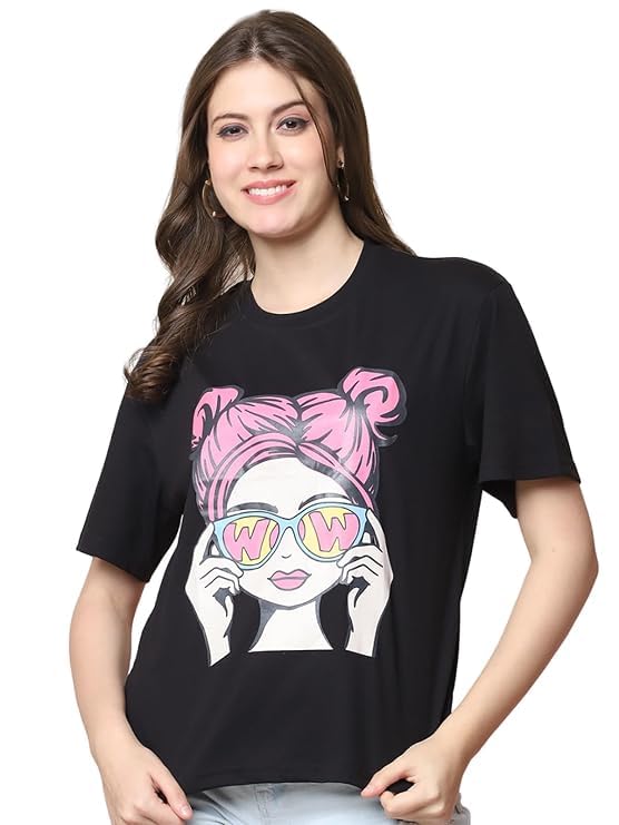Women Over Size Stylish Graphic Tee for...