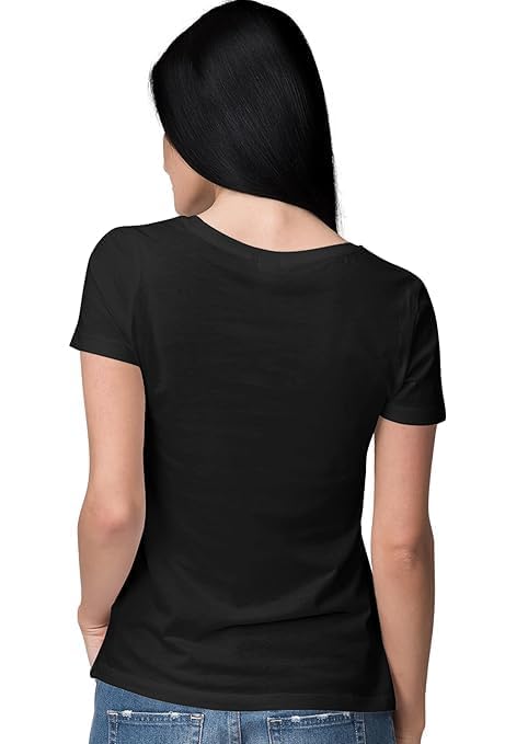 Graphic T-Shirt, Black Cotton Top, Casual Short Sleeve for Girls