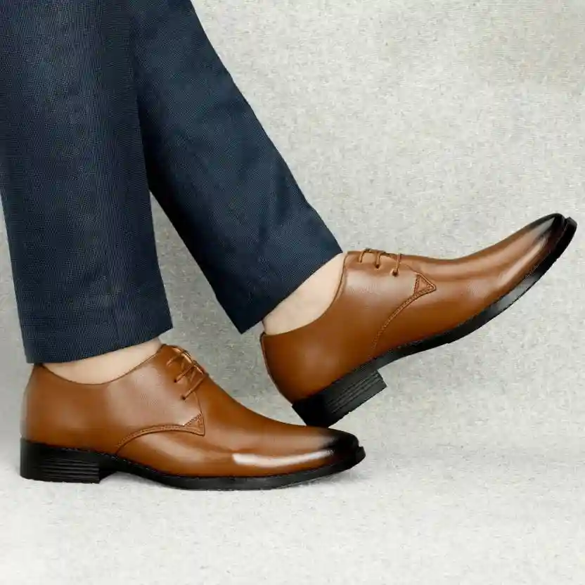 Latest Trendy Men Formal Shoes |Tan Derby Shoes| Office Shoes For Men's & Boys - Tan