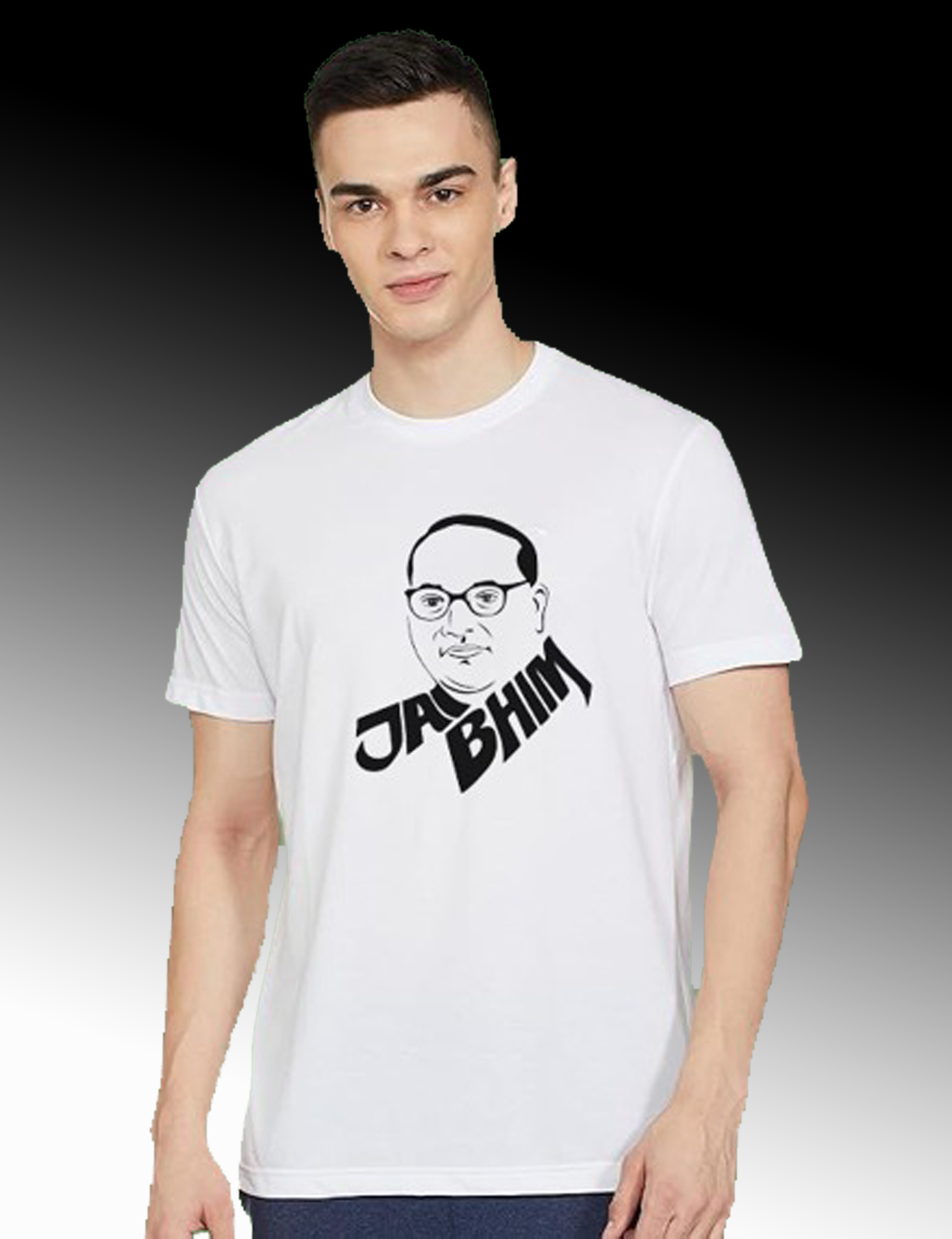 Printed White Round Neck T-Shirt for Men...