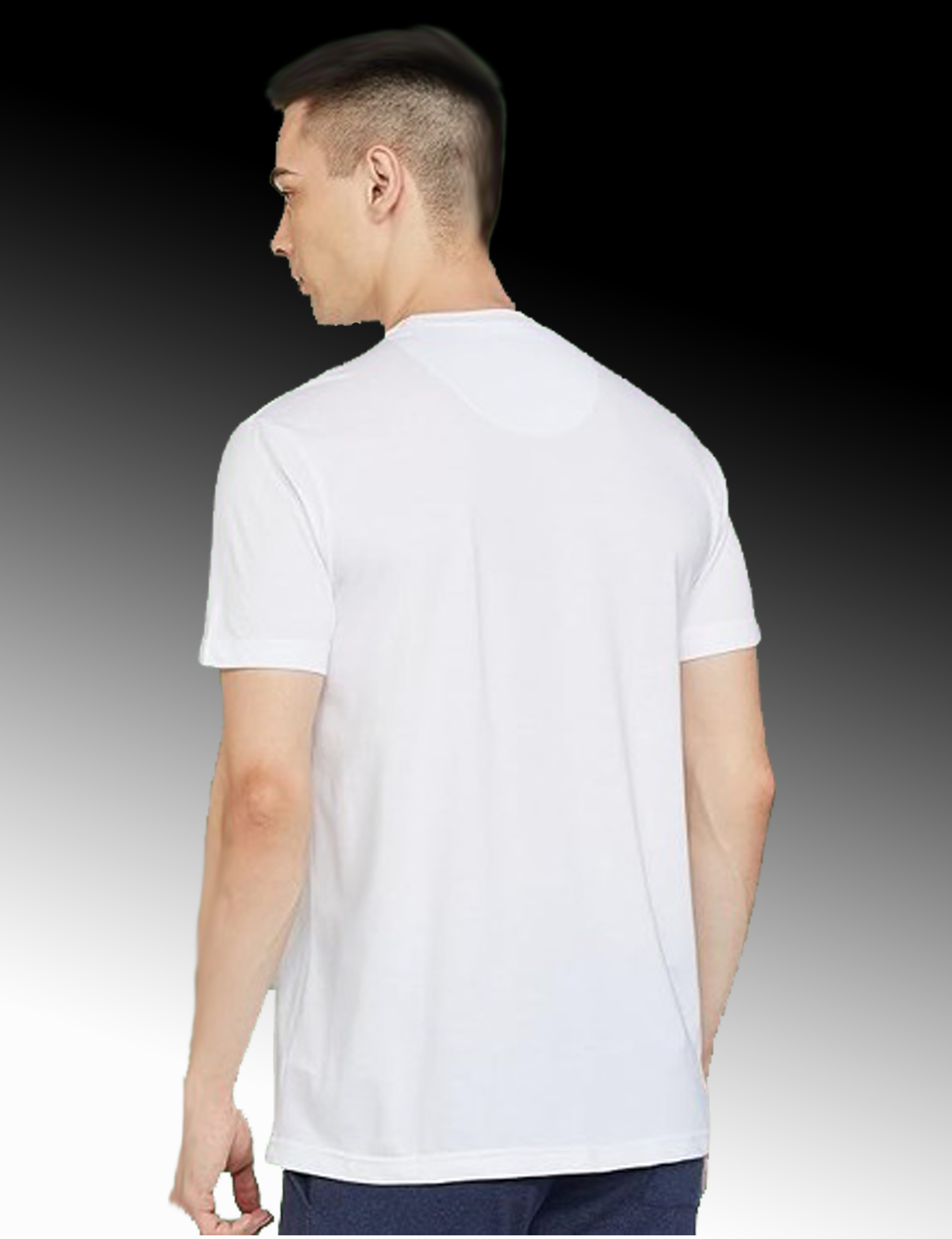 Printed White Round Neck T-Shirt for Men | Polyester Half Sleeves | Casual Wear | Proudly Made in India
