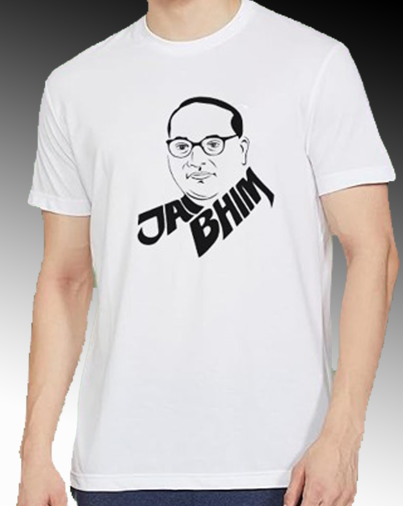 Printed White Round Neck T-Shirt for Men | Polyester Half Sleeves | Casual Wear | Proudly Made in India