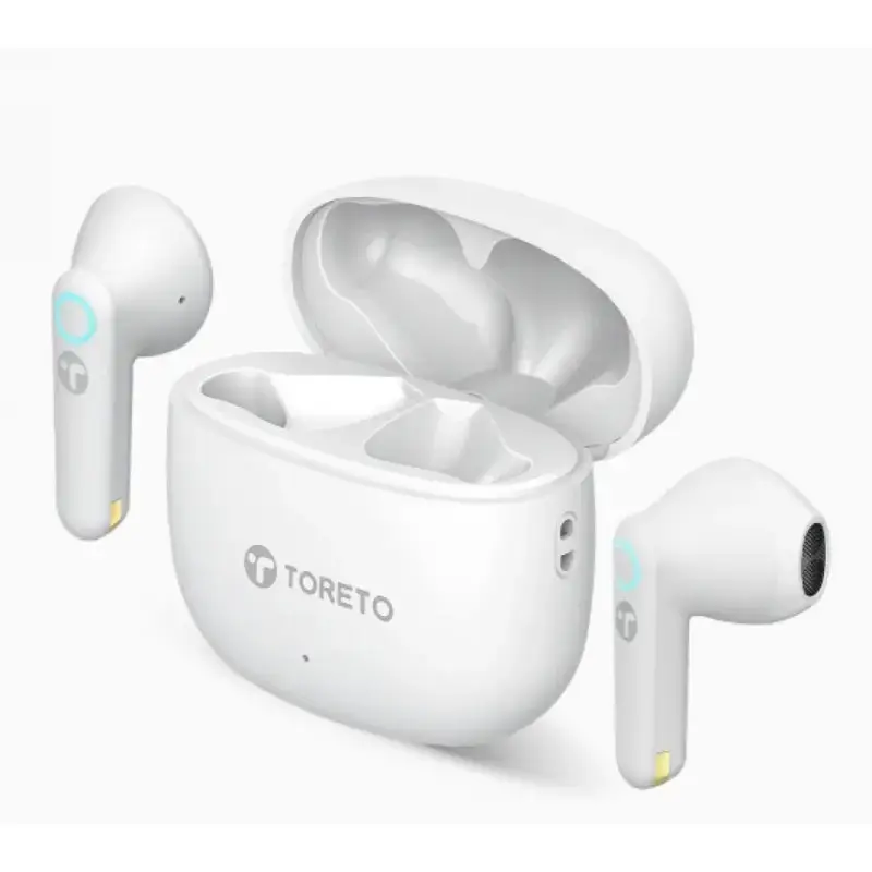Toreto Air Glow Wireless Earbuds, HD Clear Sound, Ring Light, BT 5.3, Voice Assistant, IPX5, Type-C Charging