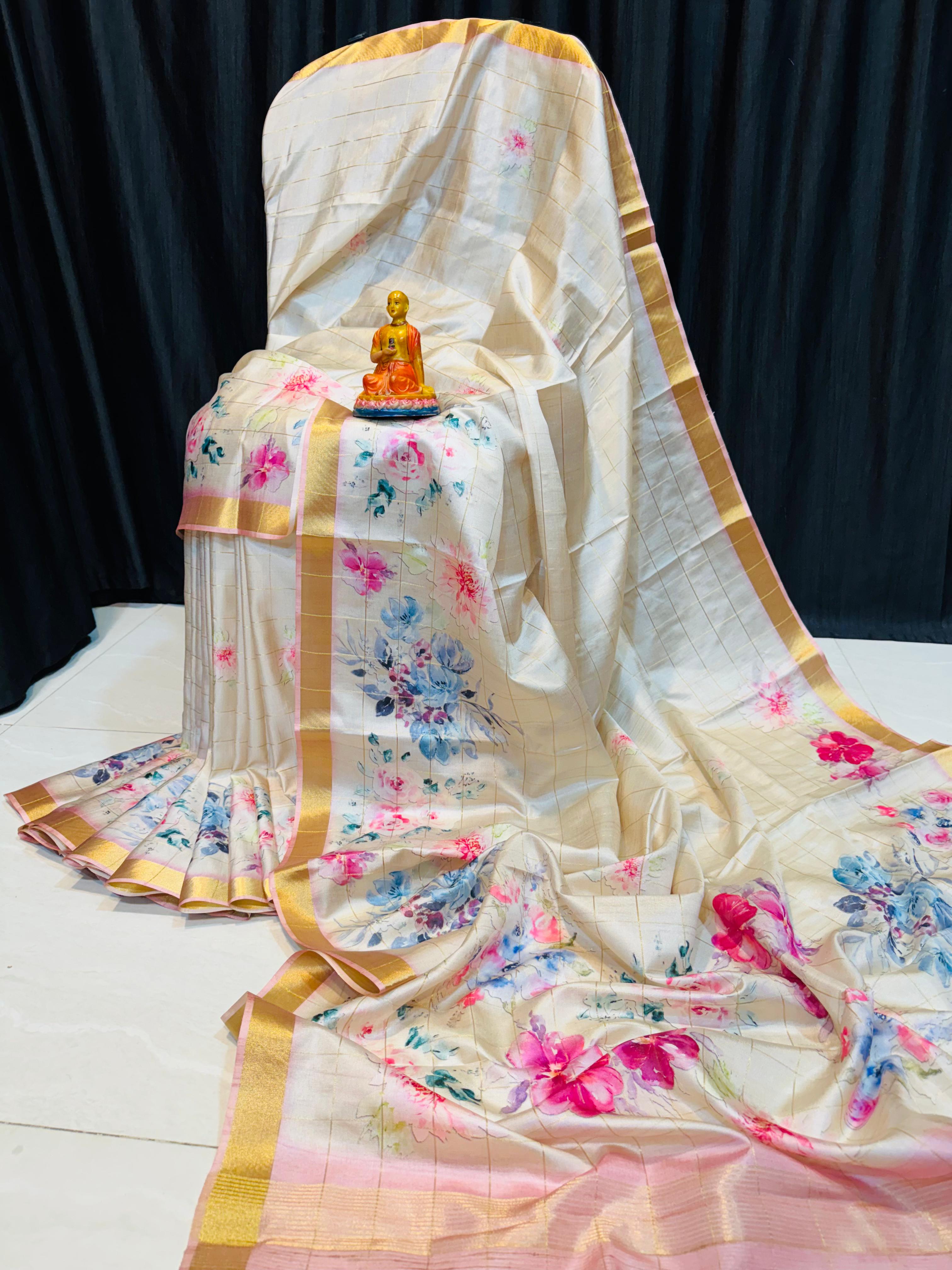 Floral Viscose Modal Silk Saree Elegant...