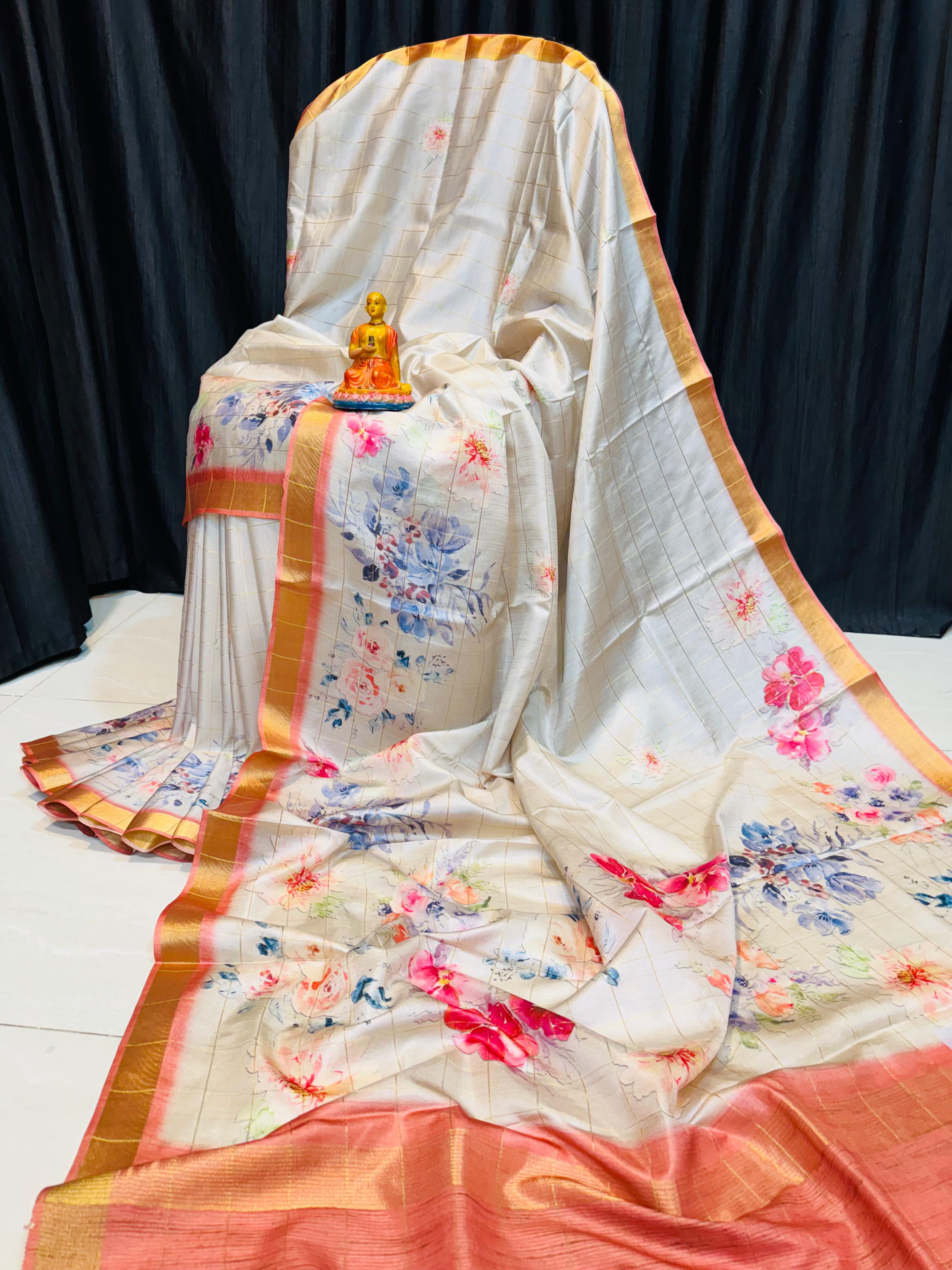 Elegant Floral Viscose Modal Silk Saree...