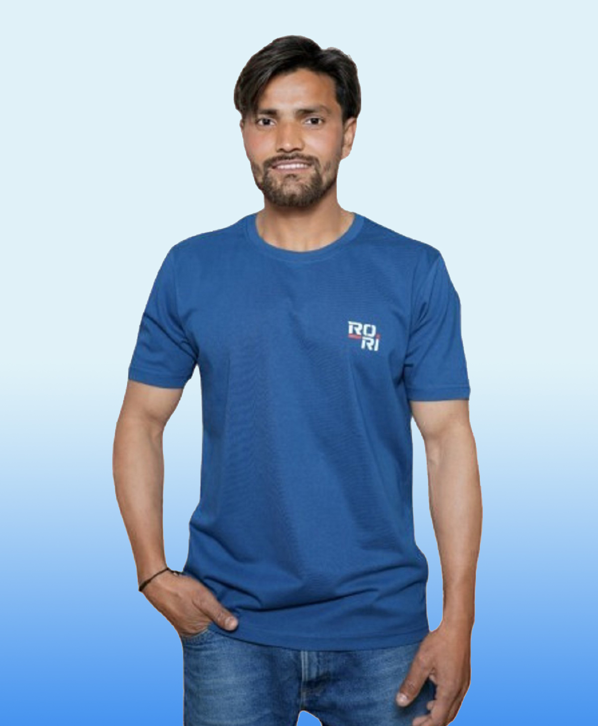 Men’s Ultra Comfort Pure Cotton T-Shirt – Blue | Round Neck | Half Sleeves | Relaxed Fit | Summer Essential 2025