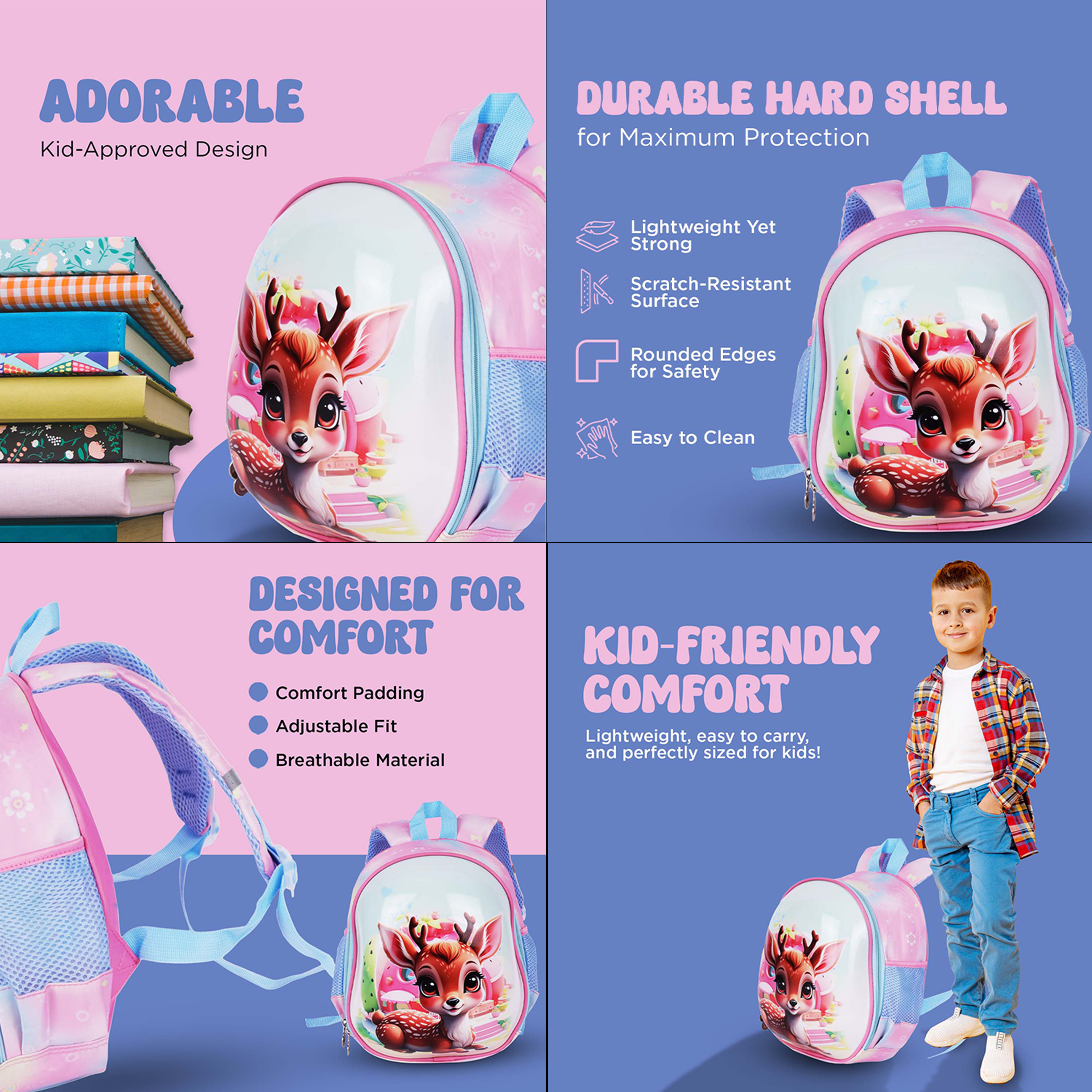 Kids Cartoon Hard Shell School Backpack Lightweight