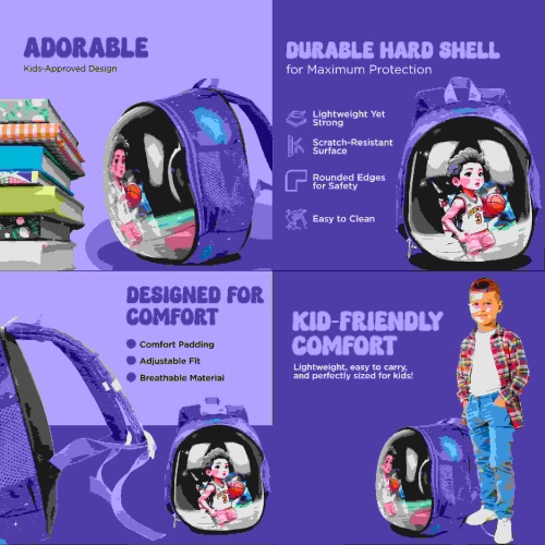 Hard Shell School Bag for Kids Cartoon Design Backpack