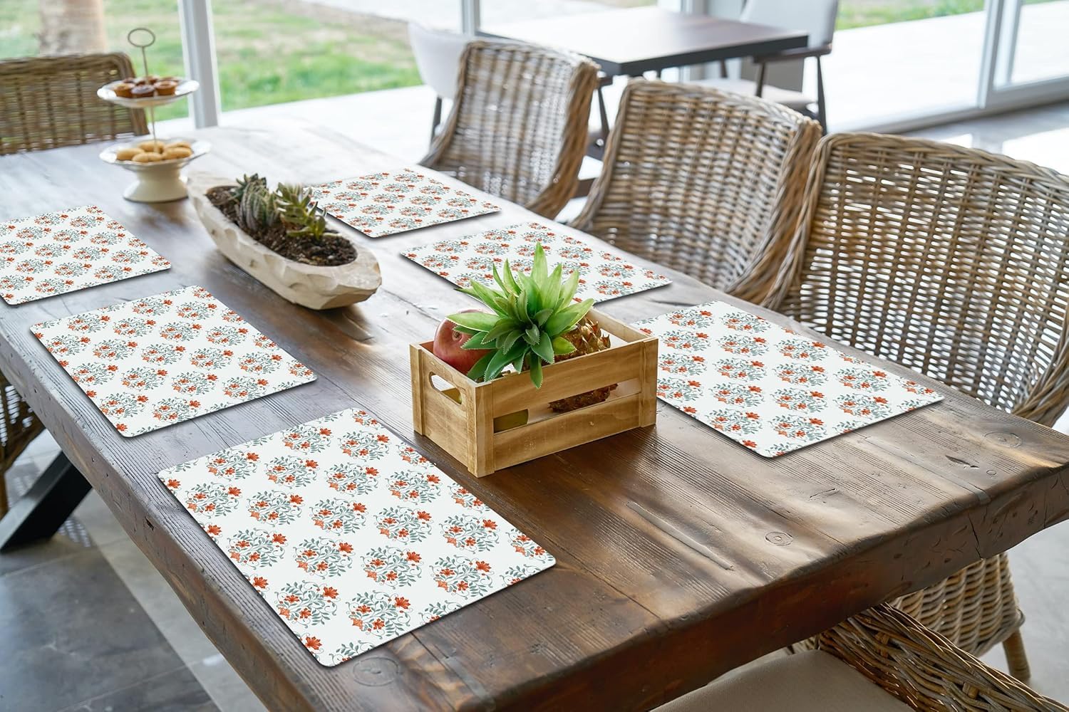 Handmade Wooden MDF Place mats Design Premium Printed of 4 Piece Dining Tablemat, Heat/Water Resistant Rectangular Placemats Size. 38 X 28 Centimeters