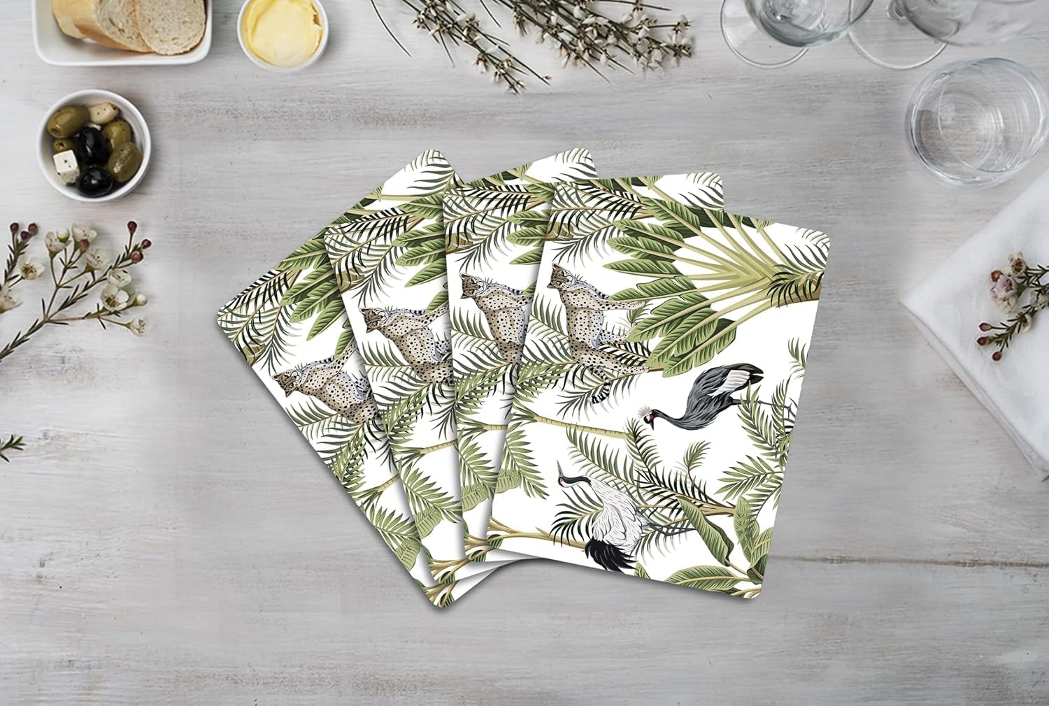 Handmade Wooden MDF Place mats Design Premium Printed of 4 Piece Dining Tablemat, Heat/Water Resistant Rectangular Placemats Size. 38 X 28 Centimeters