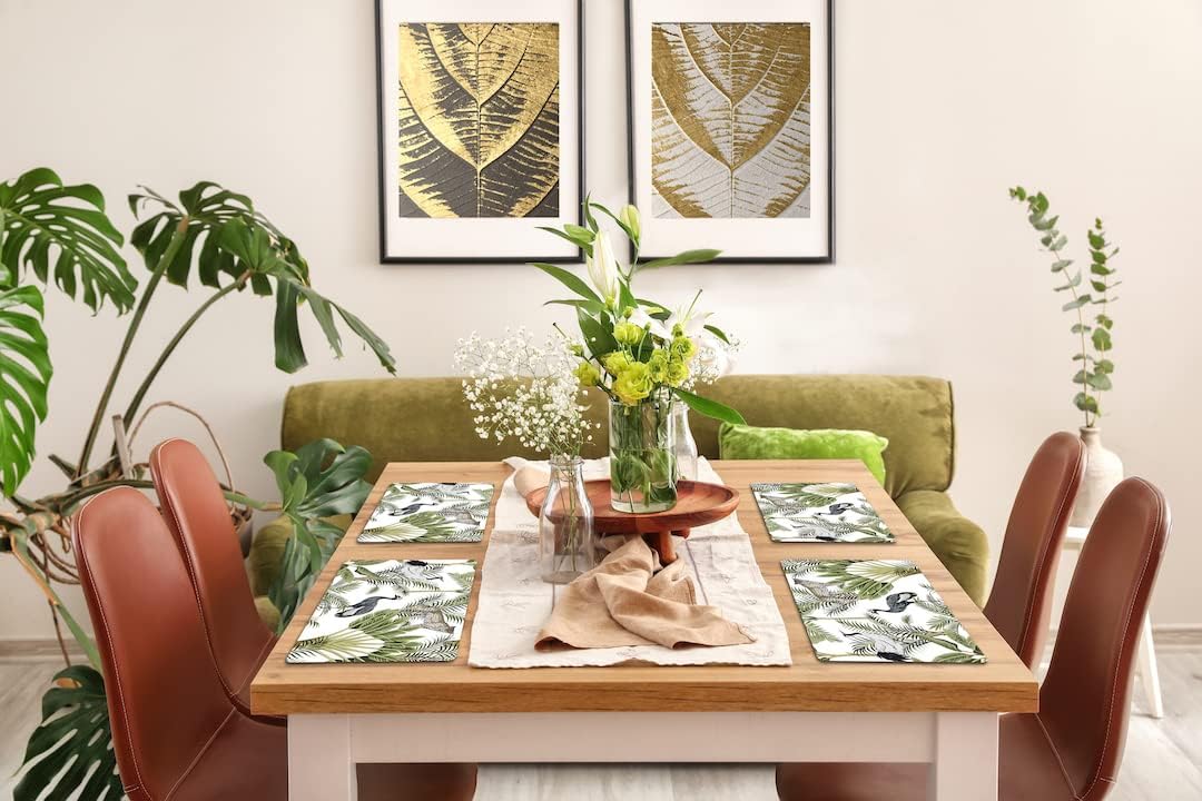 Handmade Wooden MDF Place mats Design Premium Printed of 4 Piece Dining Tablemat, Heat/Water Resistant Rectangular Placemats Size. 38 X 28 Centimeters