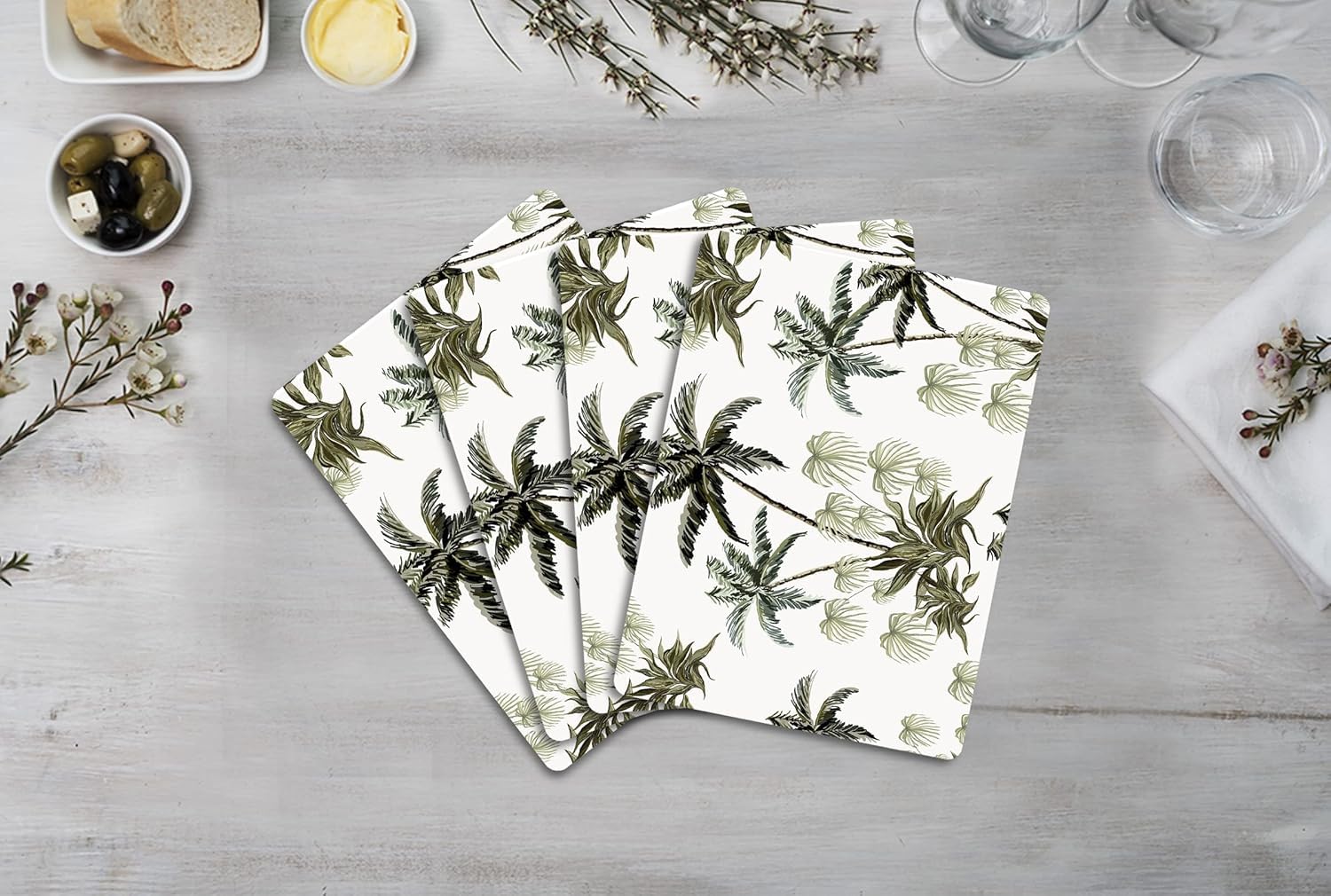 Handmade Wooden MDF Place mats Design Premium Printed of 4 Piece Dining Tablemat, Heat/Water Resistant Rectangular Placemats Size. 38 X 28 Centimeters