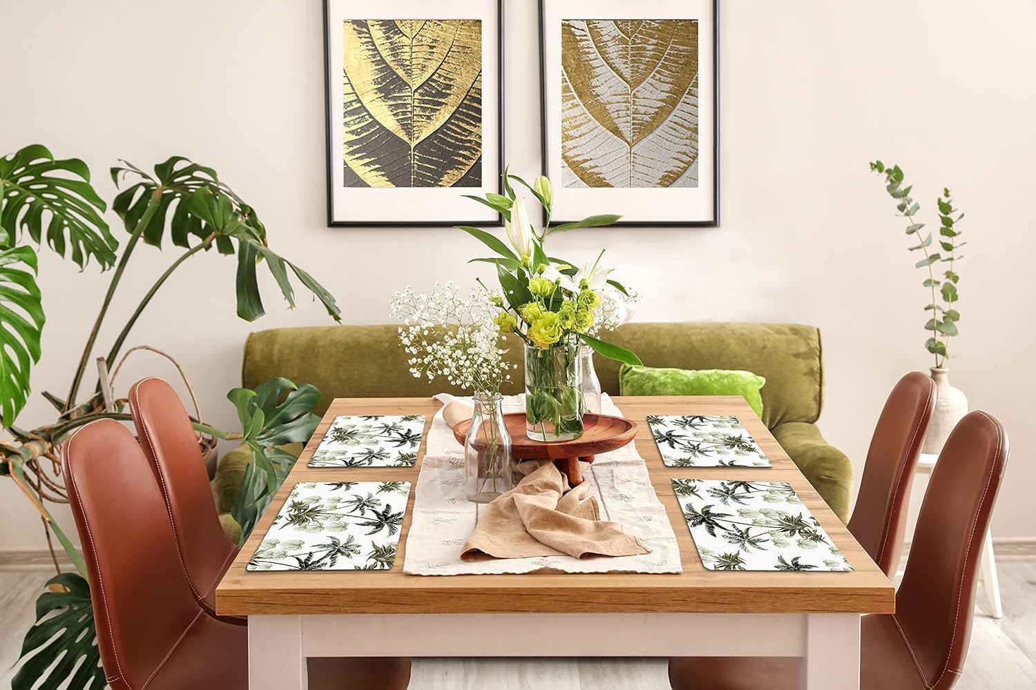 Handmade Wooden MDF Place mats Design Premium Printed of 4 Piece Dining Tablemat, Heat/Water Resistant Rectangular Placemats Size. 38 X 28 Centimeters