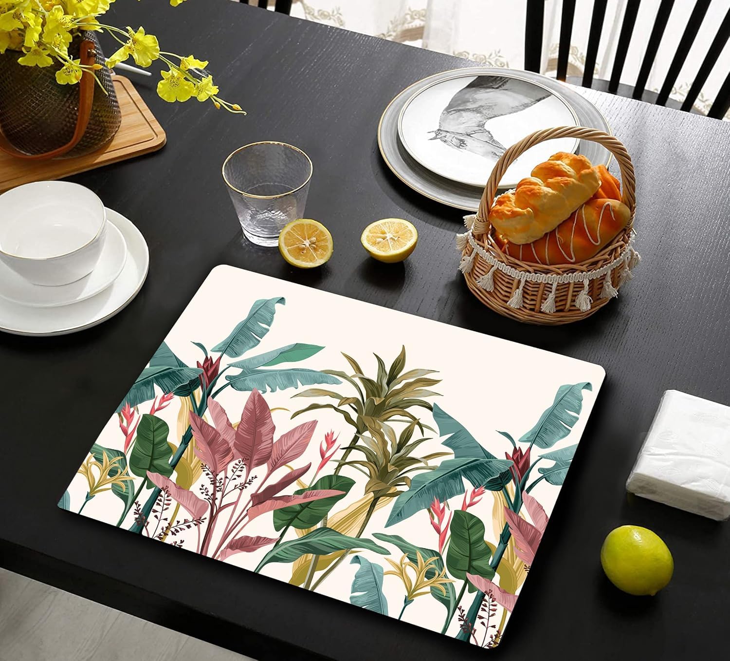 Handmade Wooden MDF Place mats Design Premium Printed of 4 Piece Dining Tablemat, Heat/Water Resistant Rectangular Placemats Size. 38 X 28 Centimeters