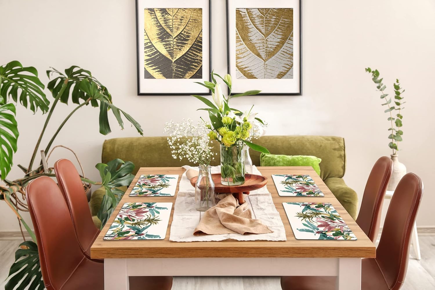 Handmade Wooden MDF Place mats Design Premium Printed of 4 Piece Dining Tablemat, Heat/Water Resistant Rectangular Placemats Size. 38 X 28 Centimeters