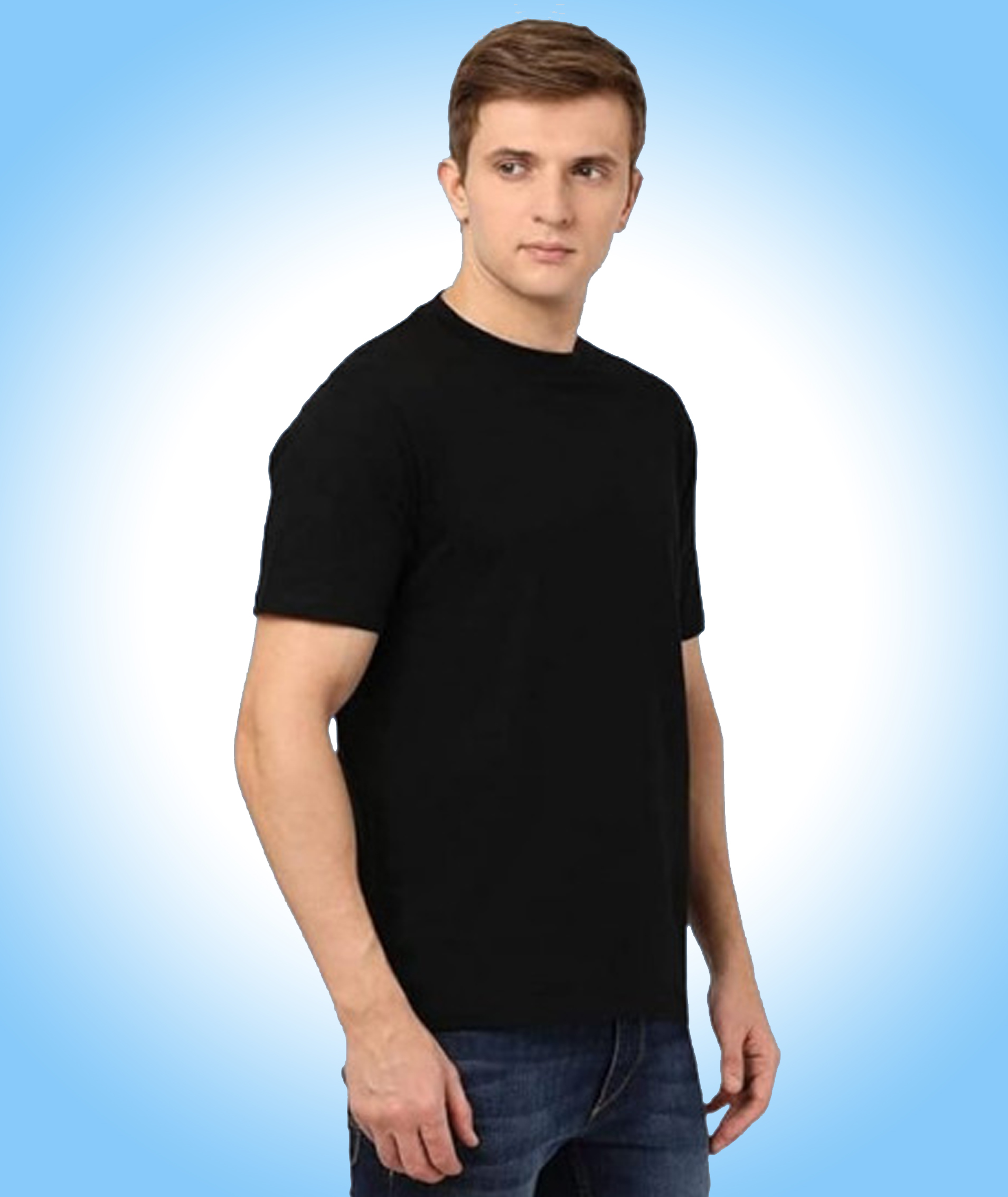 Men’s Black Polyester Round Neck Half Sleeve T-Shirt – Quick Dry, Lightweight, Sweat-Wicking, Sports & Casual Wear