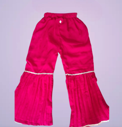 Kids Ethnic Wear – Maroon Embroidery Top & Sharara Style Pant Set