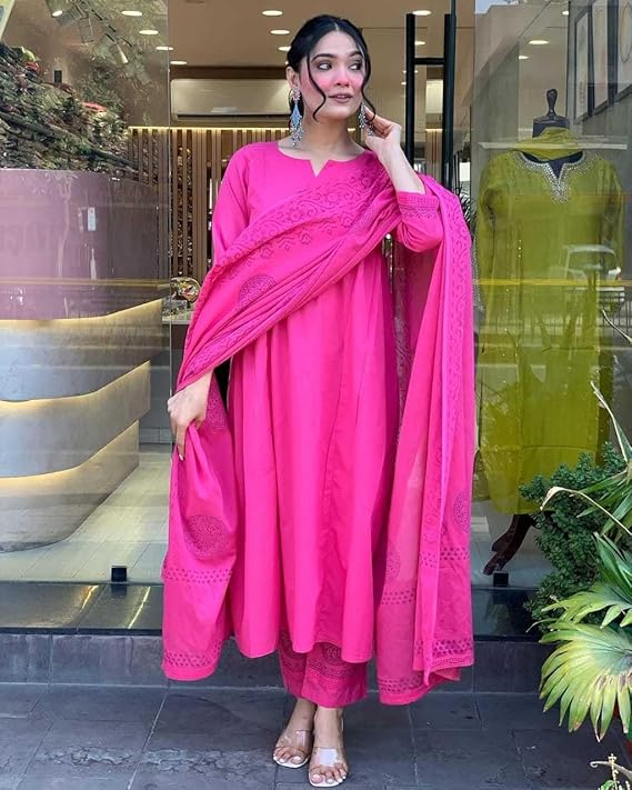 Women's Cotton Embroidery Handblock Flor...