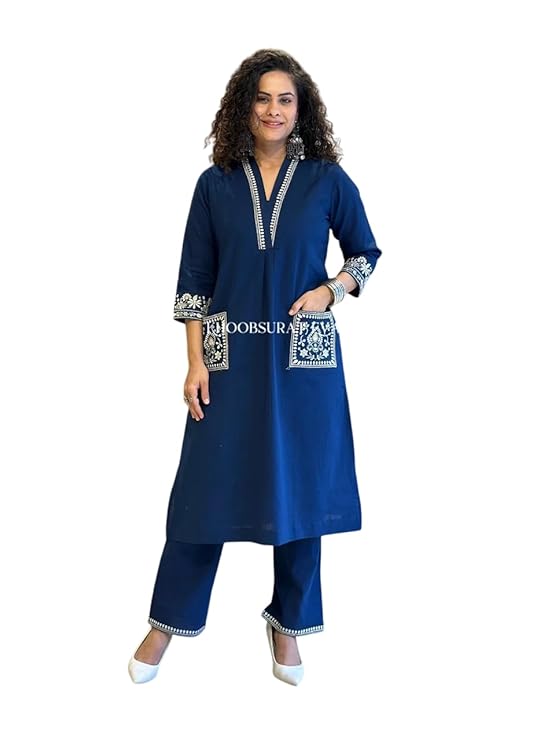 Women's Cotton Embroidery Straight Kurti...
