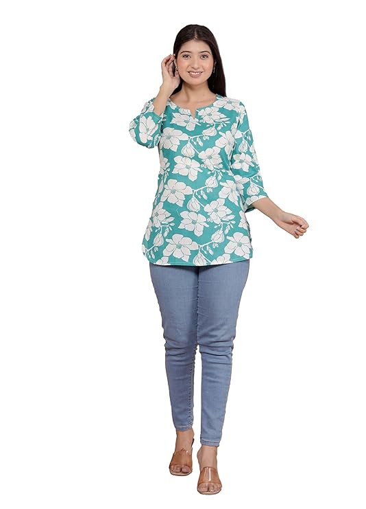 Women's Cotton Floral Printed Tunic Stra...
