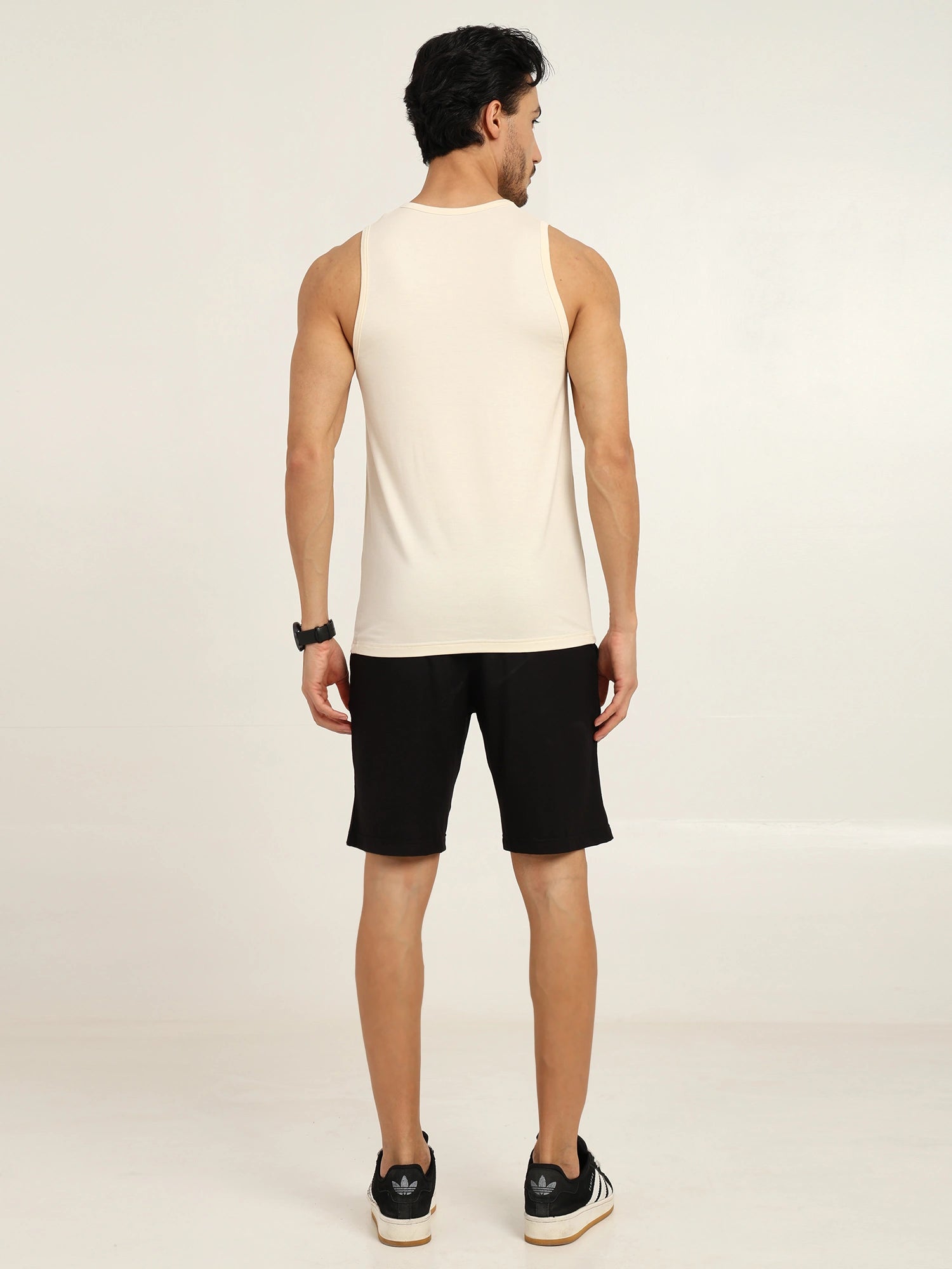 Men's Bamboo Fabric Workout Gym Vest | Cream