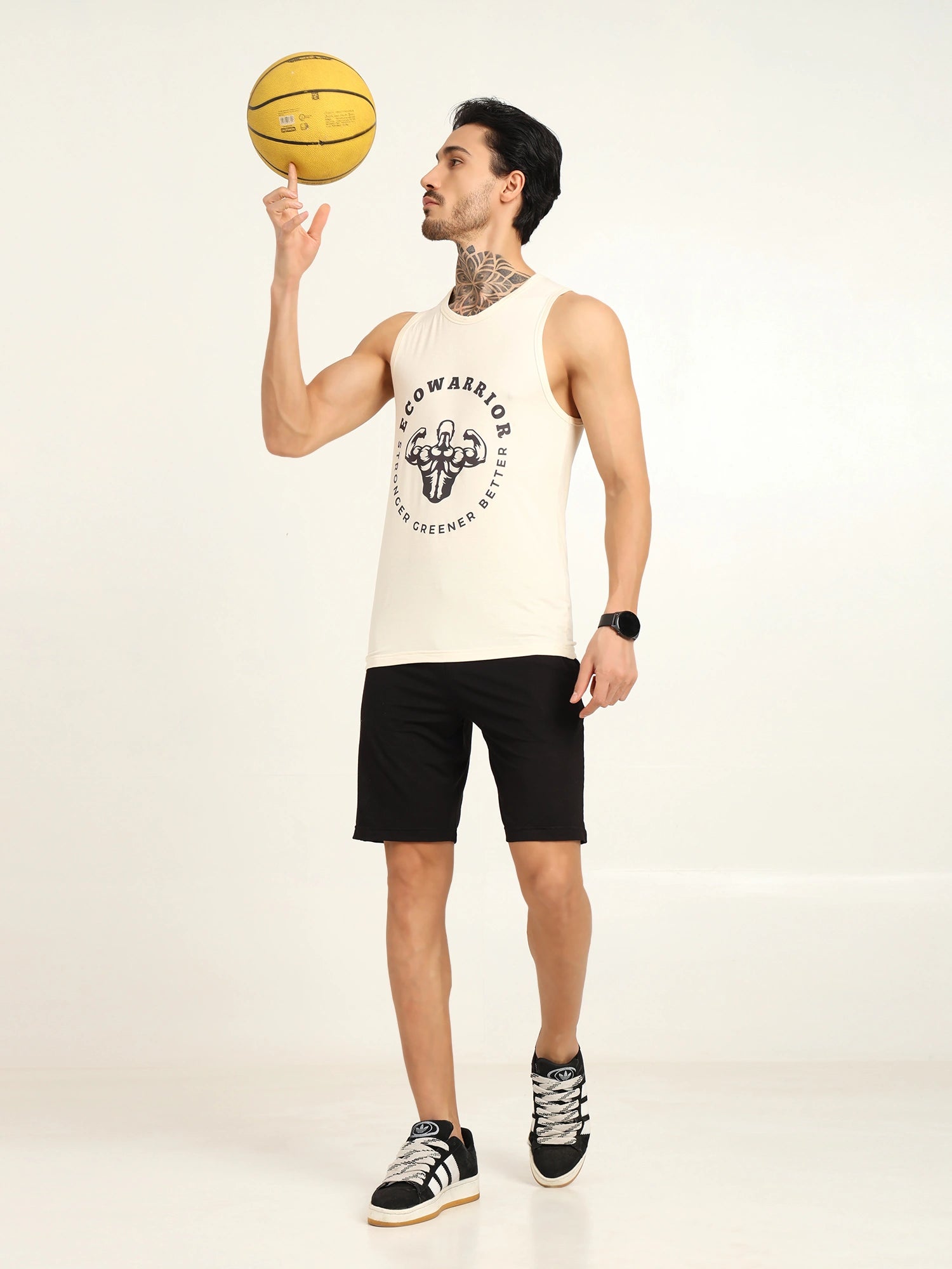 Men’s Bamboo Gym Vest – Soft, Breathable Workout Tank in Cream