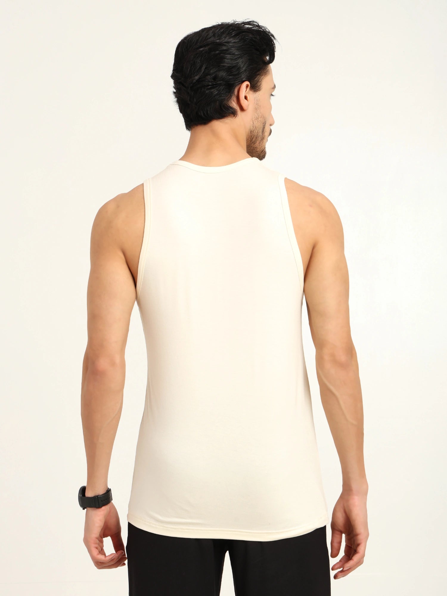 Men’s Bamboo Gym Vest – Soft, Breathable Workout Tank in Cream