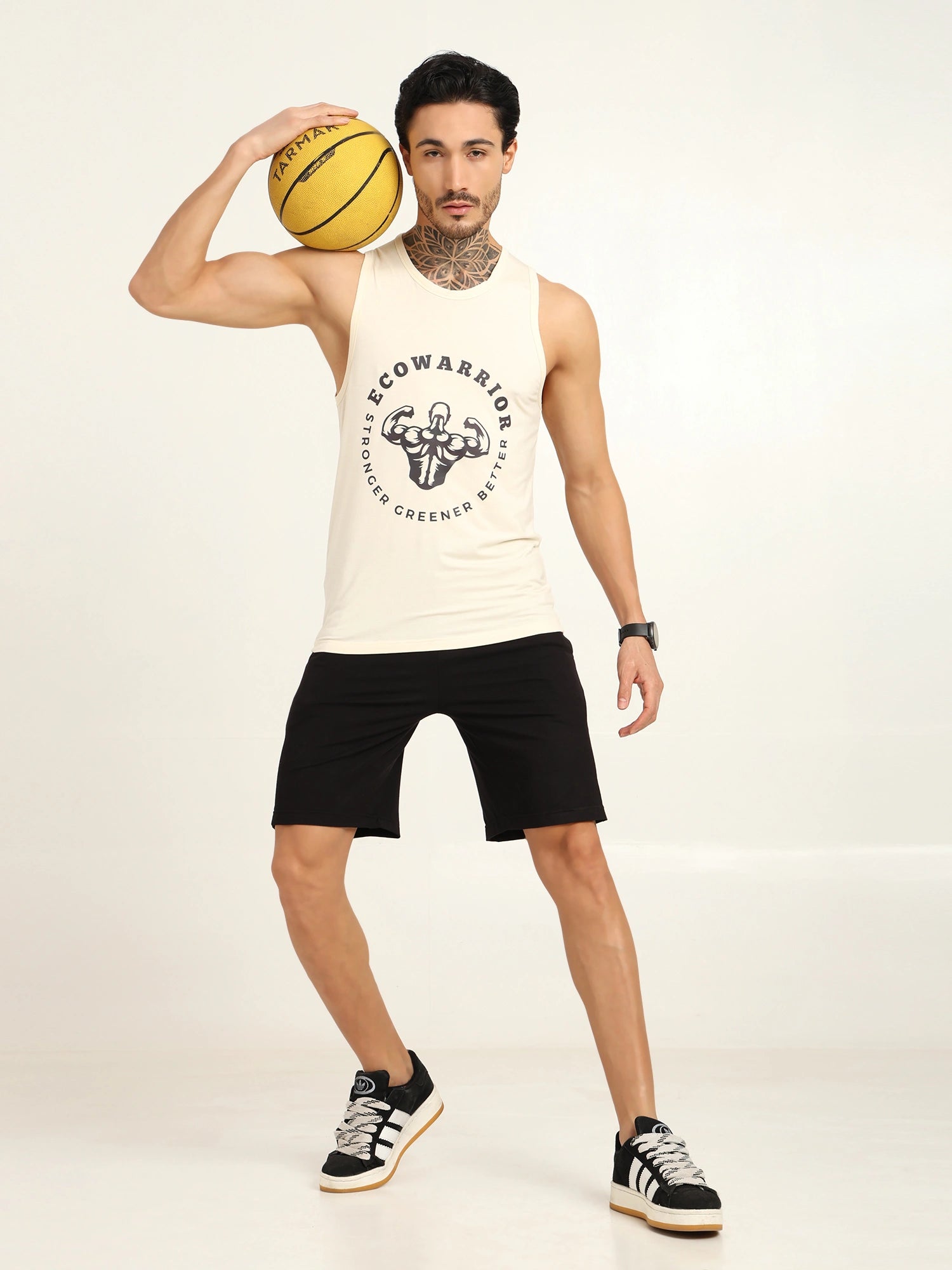 Men’s Bamboo Gym Vest – Soft, Breathable Workout Tank in Cream