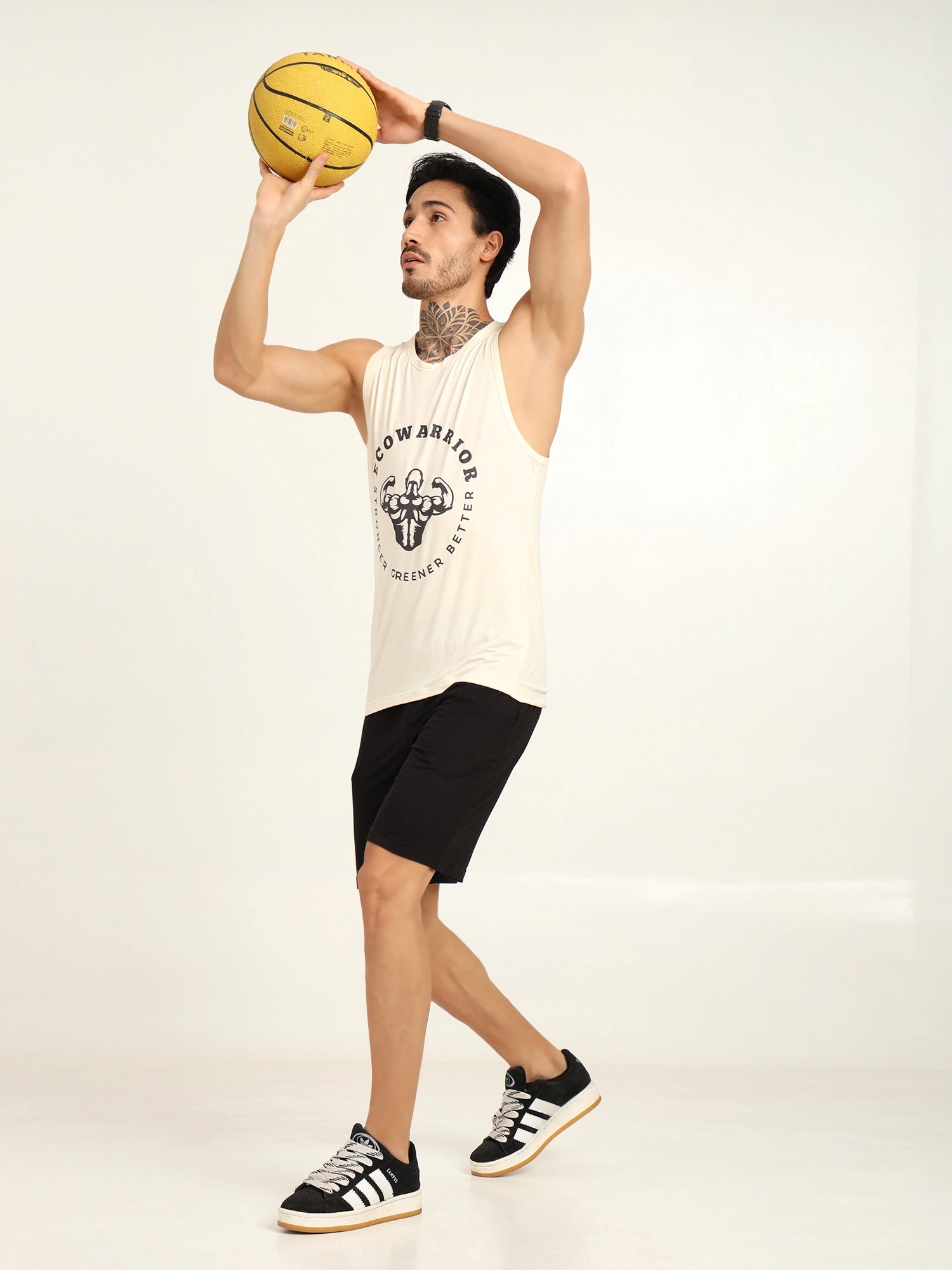 Men’s Bamboo Gym Vest – Soft, Breathable Workout Tank in Cream