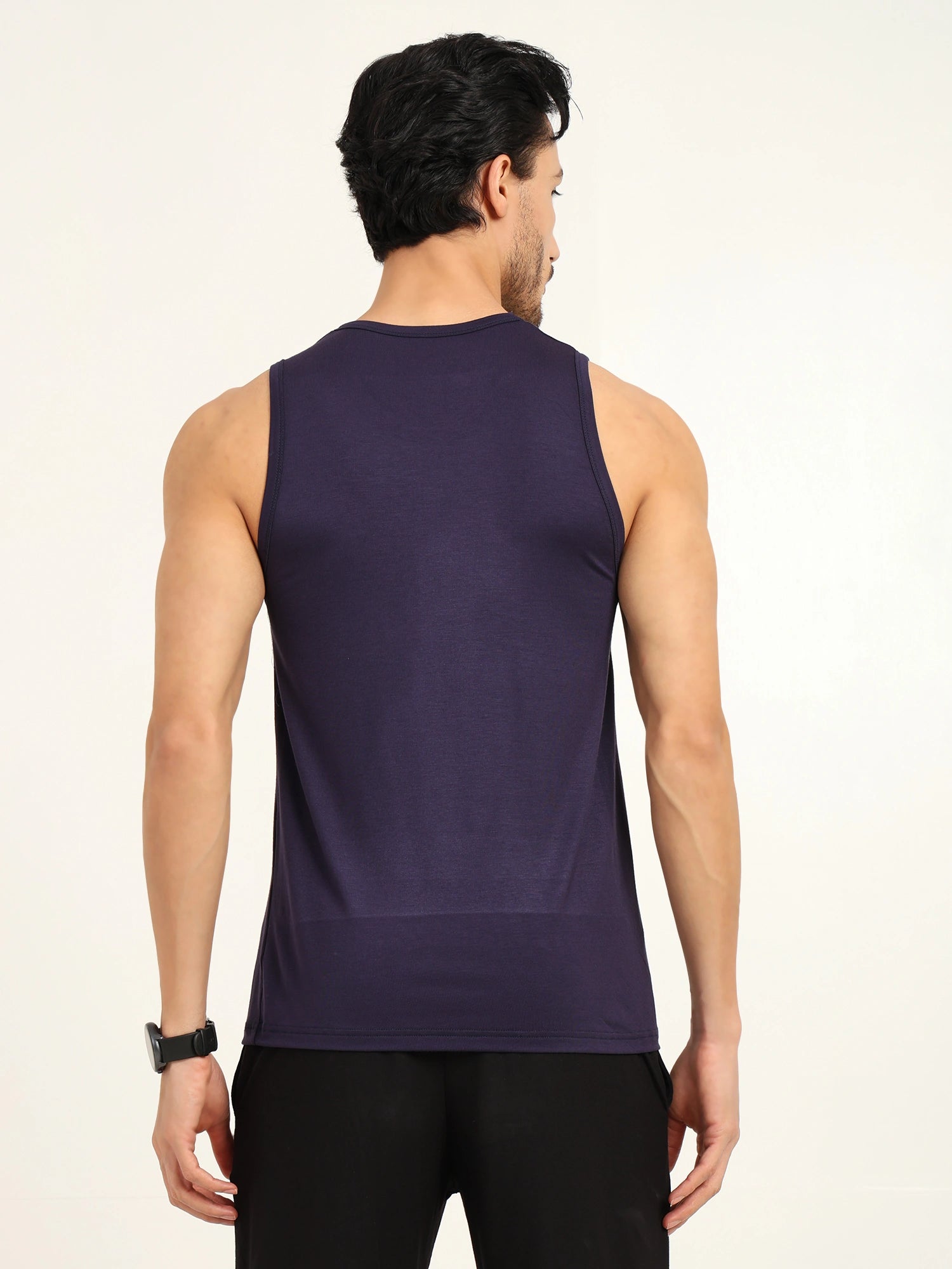 Men’s Bamboo Gym Vest – Soft, Breathable Workout Tank in Navy Blue