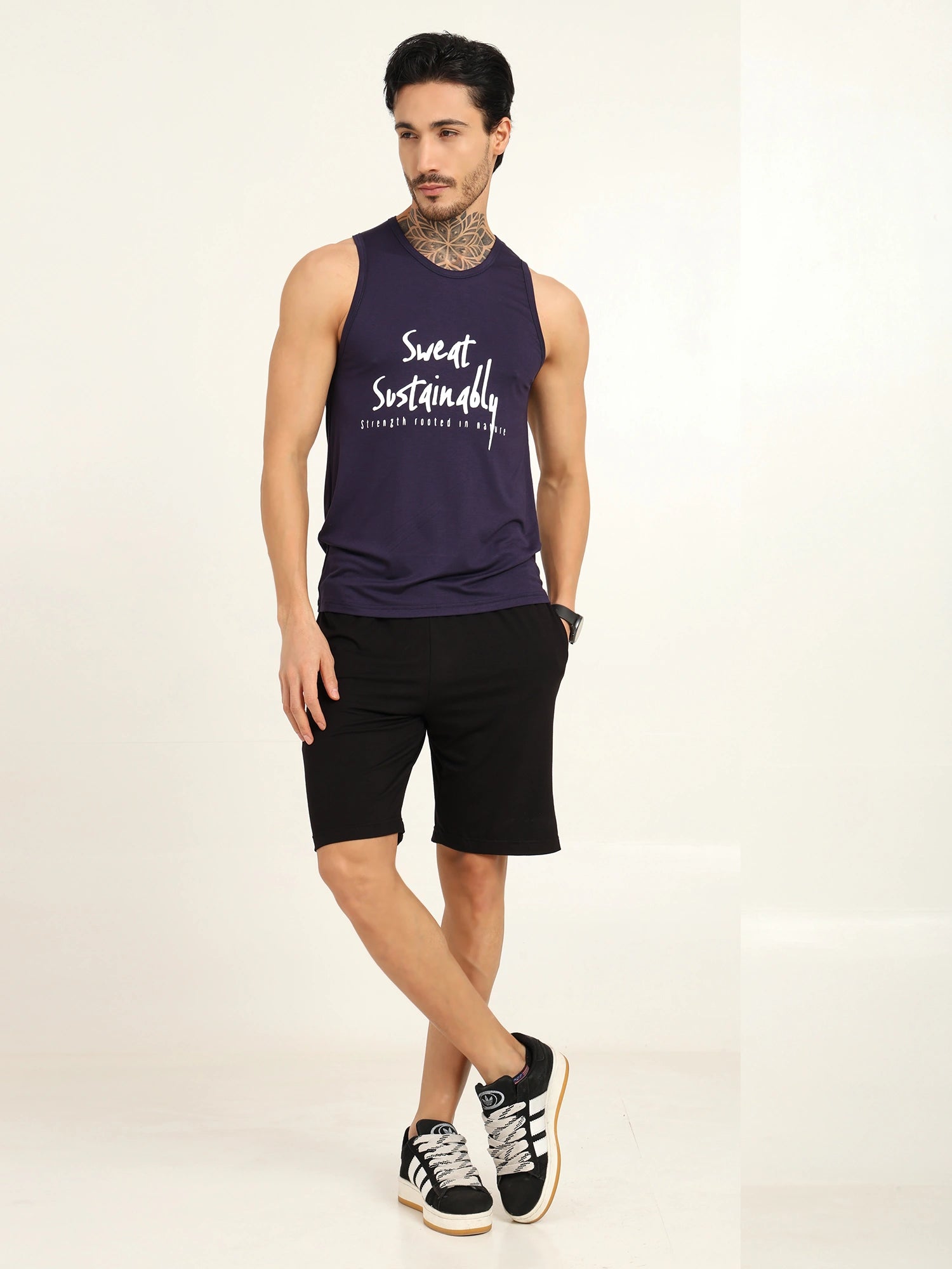 Men’s Bamboo Gym Vest – Soft, Breathable Workout Tank in Navy Blue