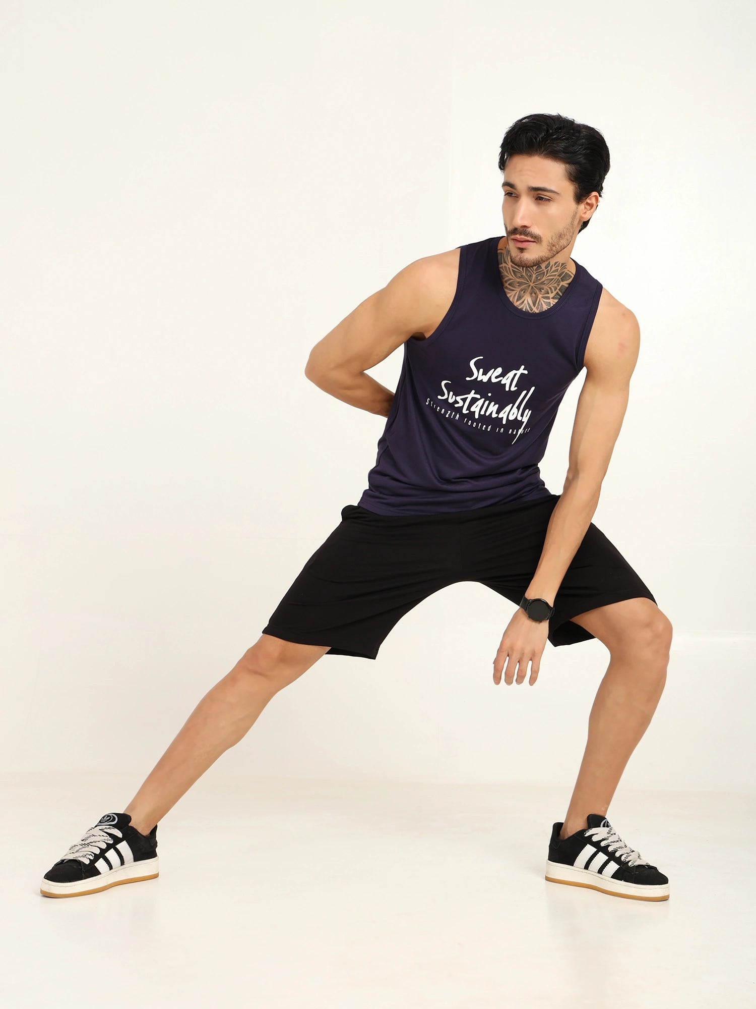 Men’s Bamboo Gym Vest – Soft, Breathable Workout Tank in Navy Blue