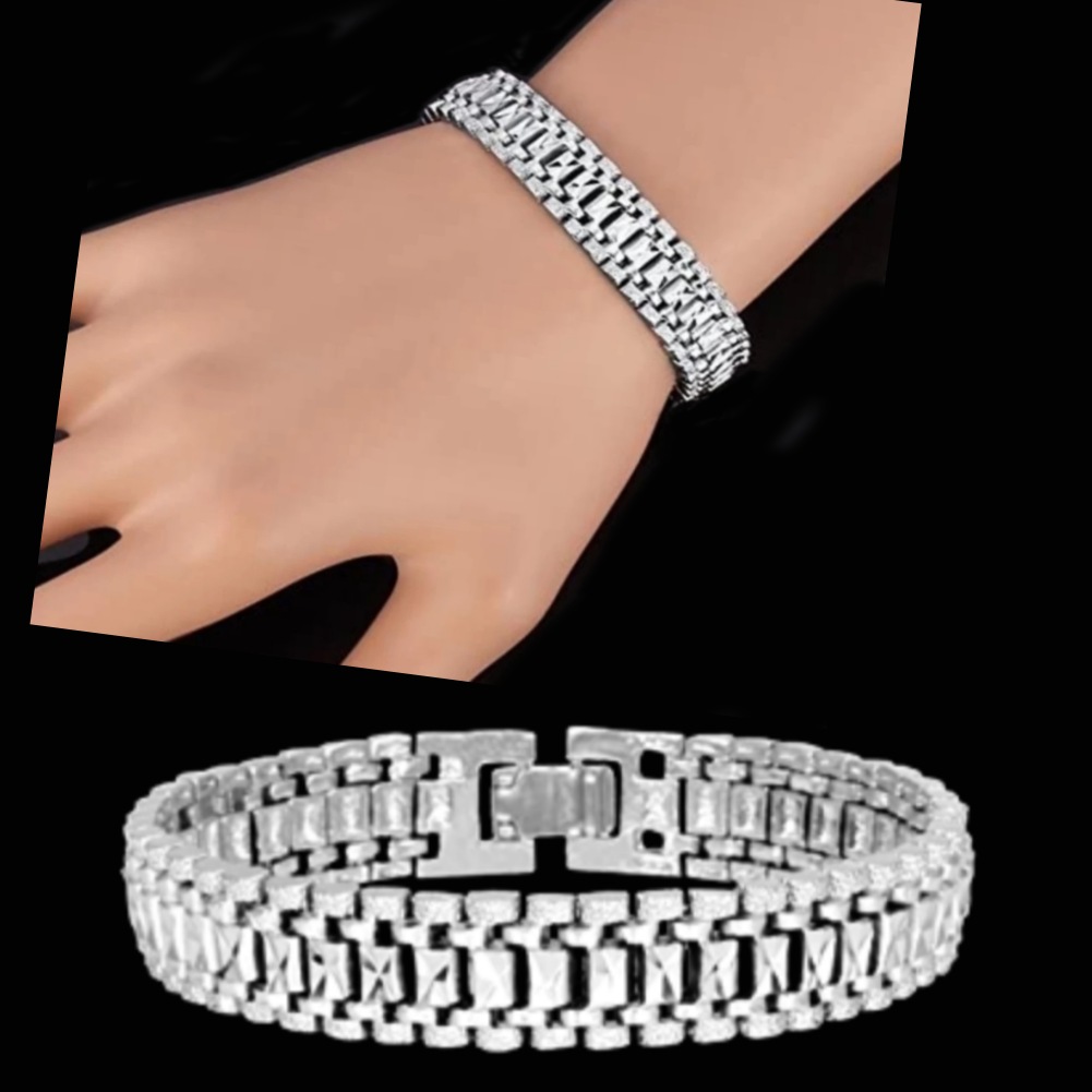 Evordlss Brass Bracelet Silver Coated, 20 cm Chain Length, for Men (Pack of 1)