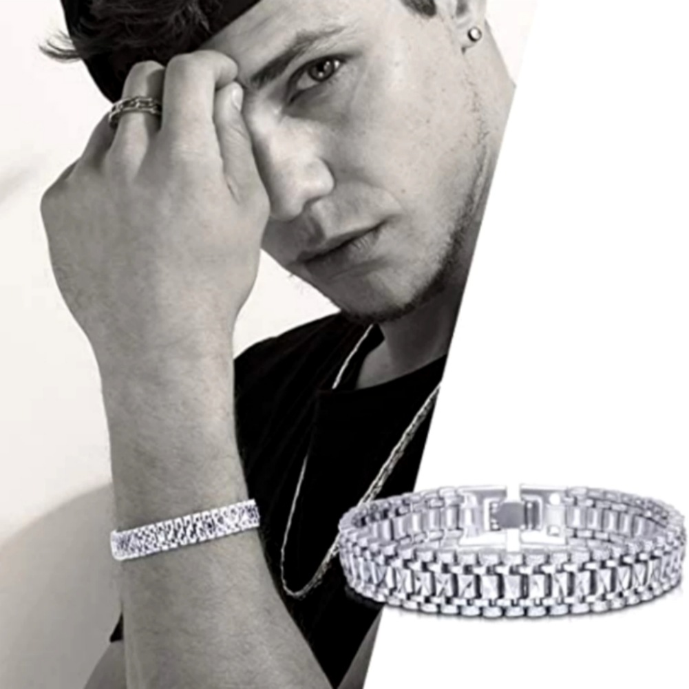 Evordlss Brass Bracelet Silver Coated, 20 cm Chain Length, for Men (Pack of 1)