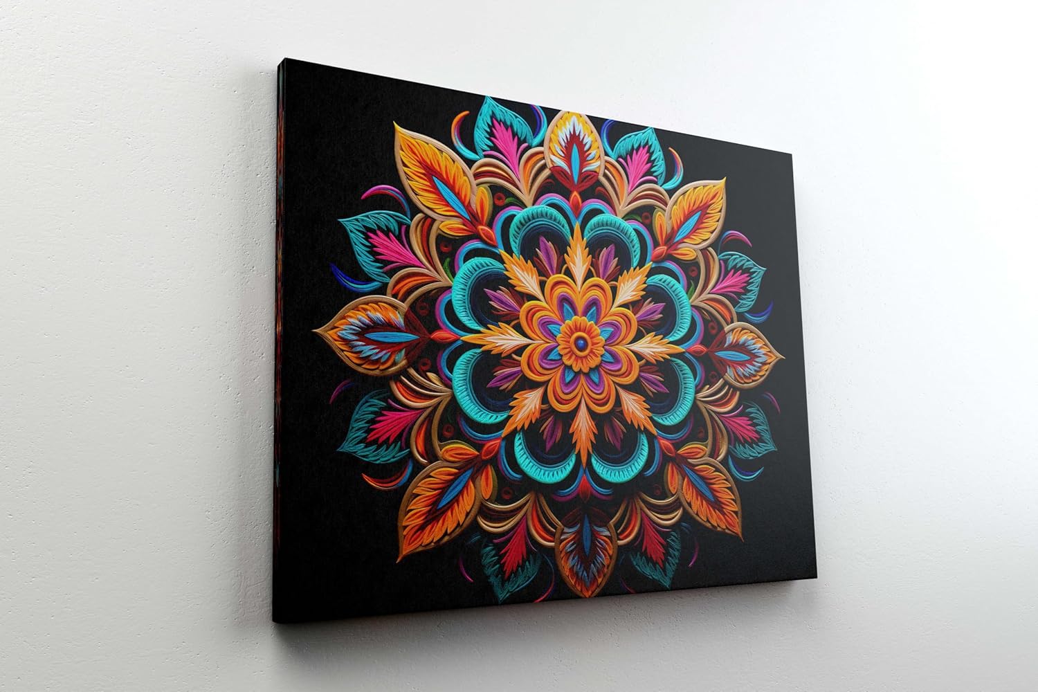 Mandala Art Canvas Painting with Frame for Wall Display