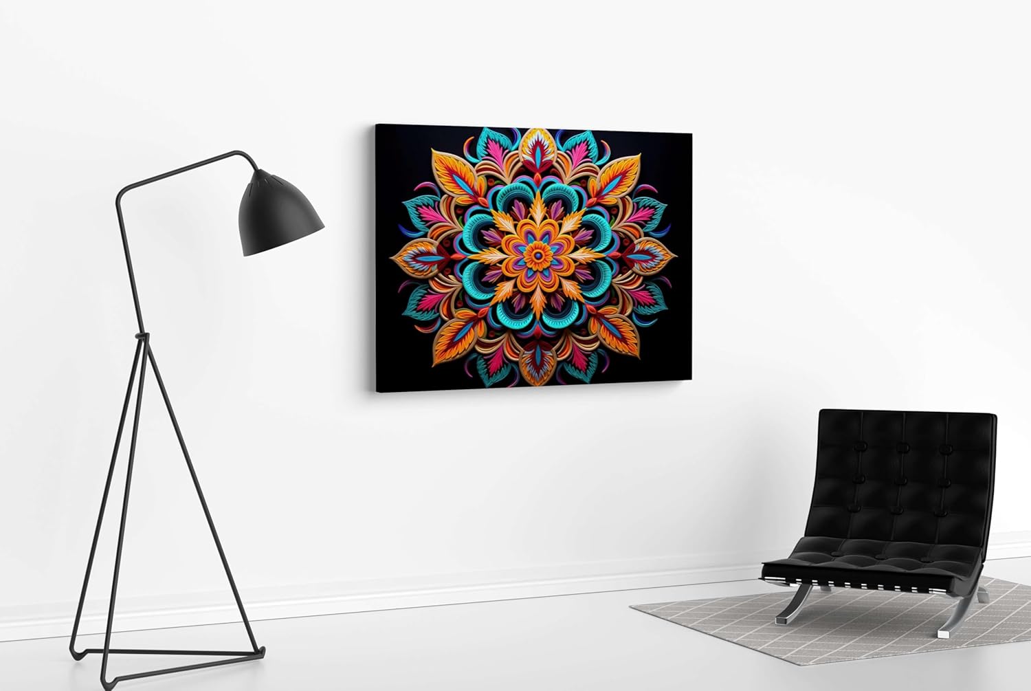 Mandala Art Canvas Painting with Frame for Wall Display