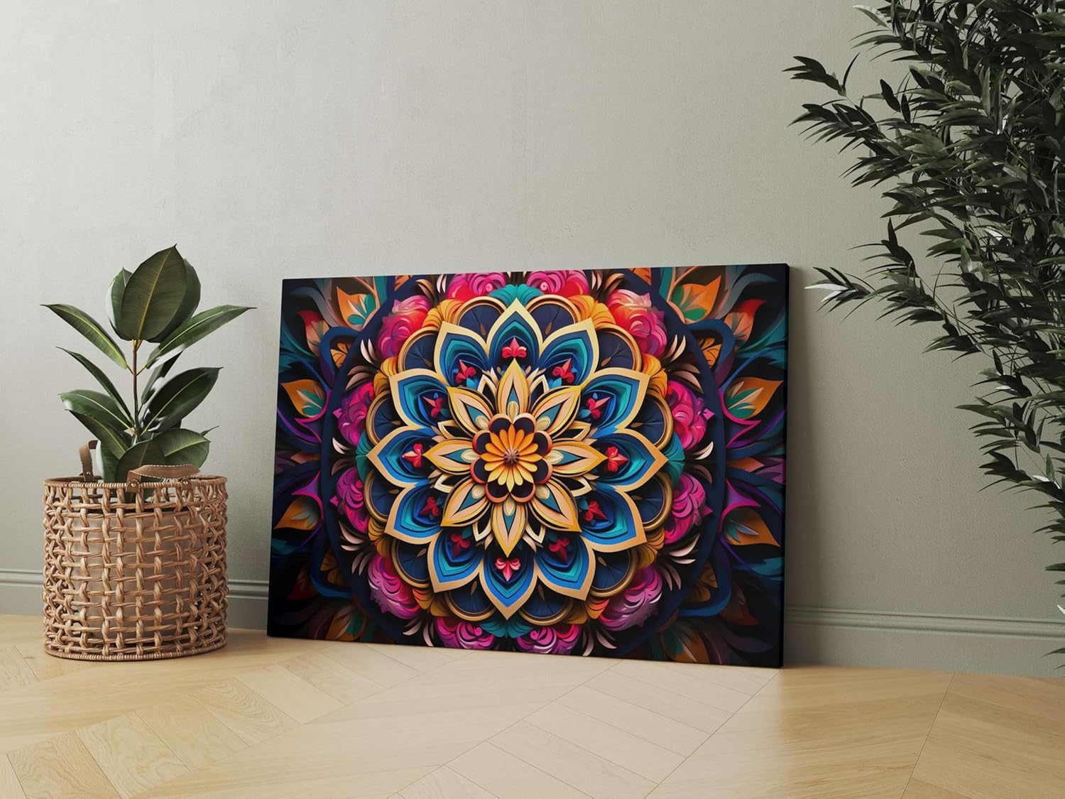 Mandala Art Canvas Painting with Frame – Wall Art