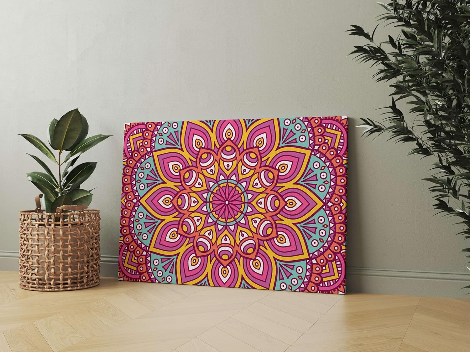 Mandala Art Wall Painting with Frame – Canvas Decor