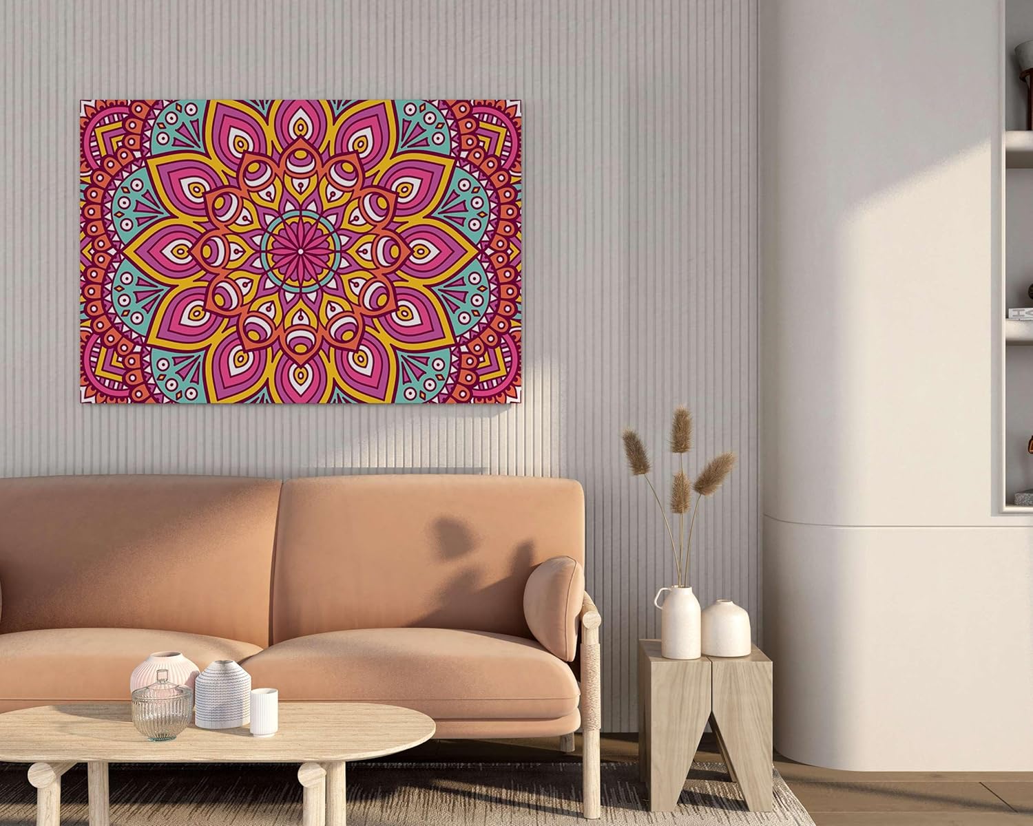 Mandala Art Wall Painting with Frame – Canvas Decor