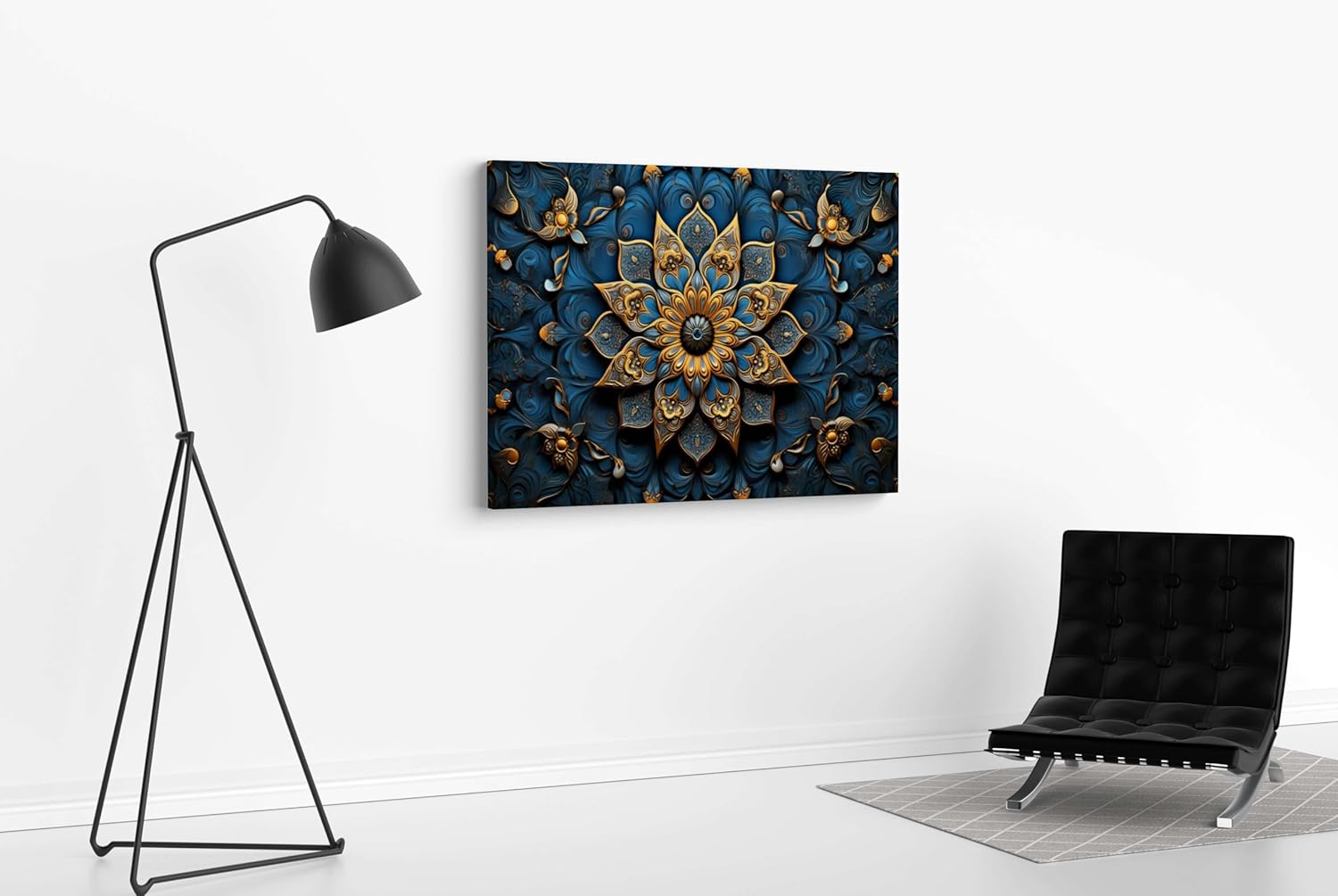 Mandala Art Canvas Painting with Frame for Wall Decor