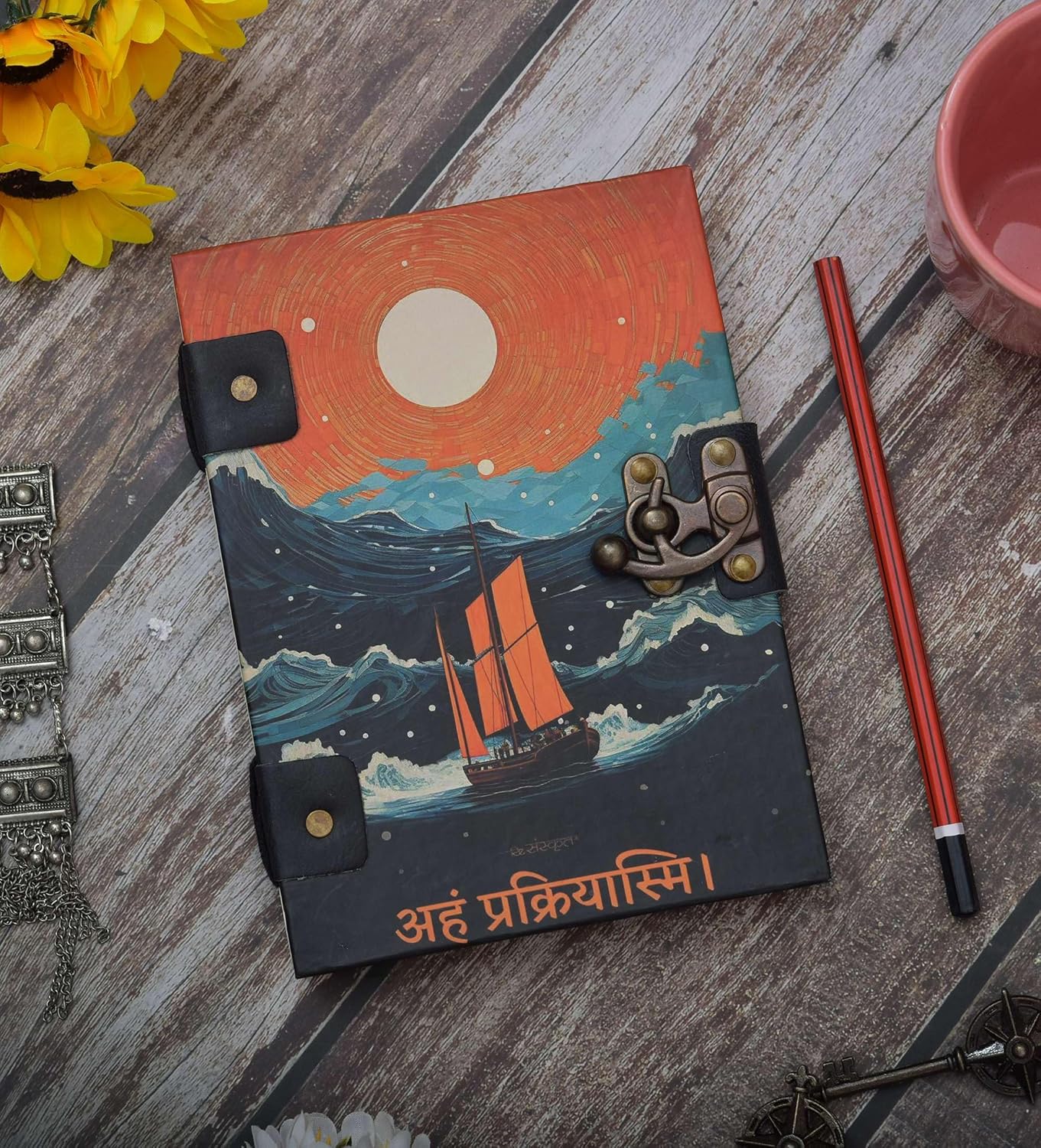 Handmade Printed Cardboard Journal Diary...