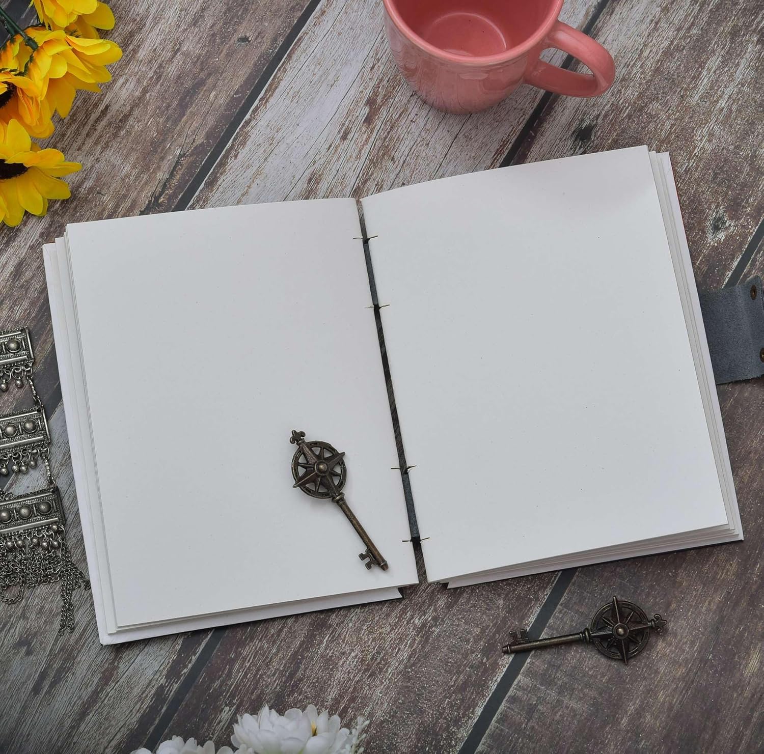 Handmade Printed Cardboard Journal Diary Black Cover with Buckle Lock