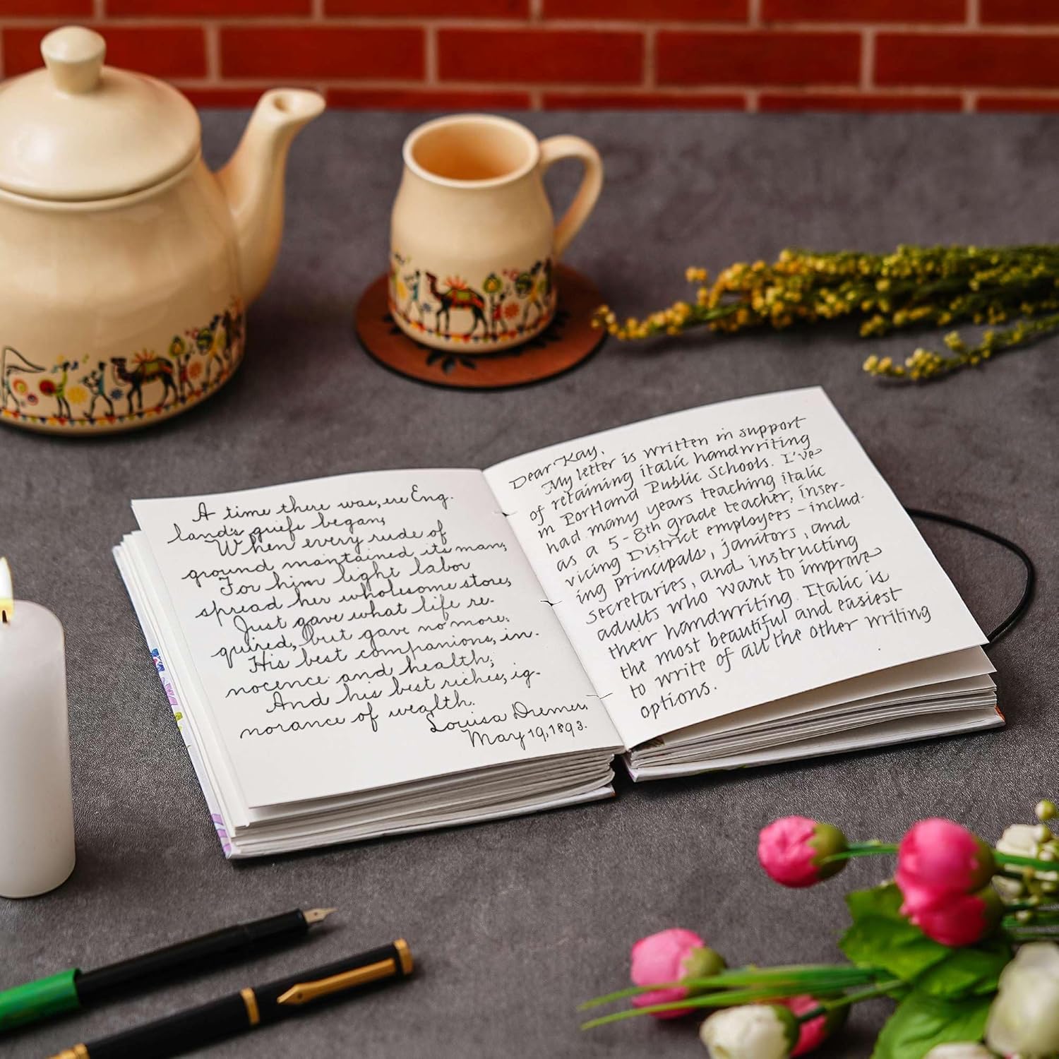 Handmade Printed Cardboard Journal Diary White Cover with Buckle Lock