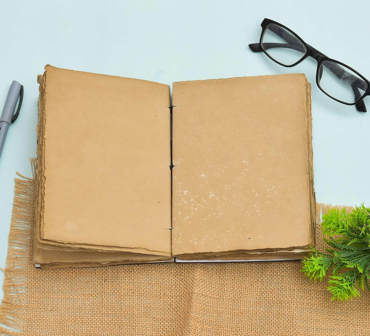 Handmade Printed Cardboard Journal with String Closure – Unruled Pages