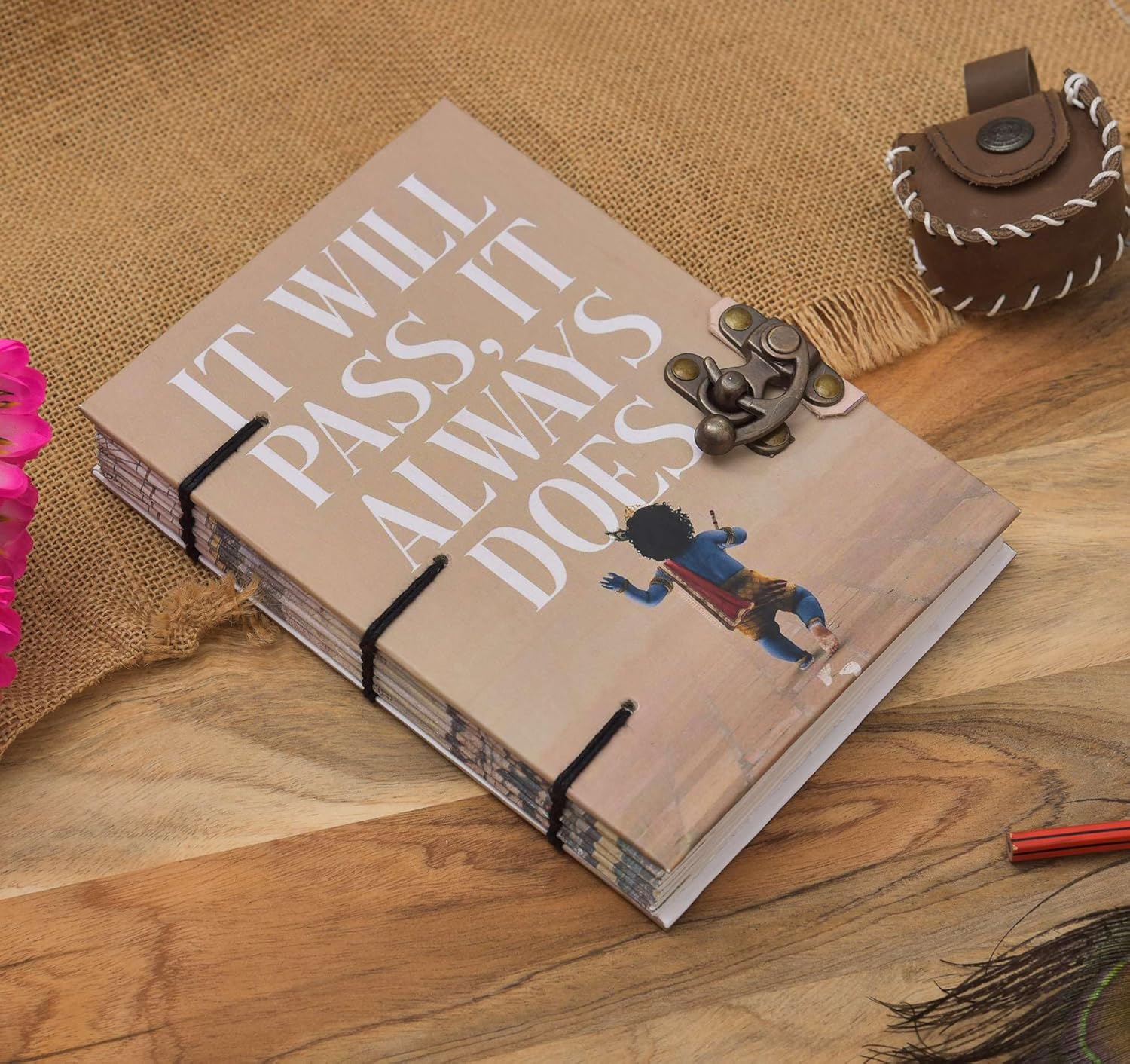 Handmade Printed Cardboard Journal Diary With Buckle Lock 200 Pages