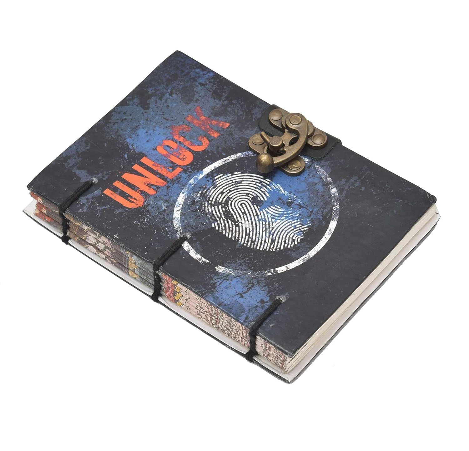 Handmade Printed Cardboard Journal With Buckle Lock Unruled 200 Pages